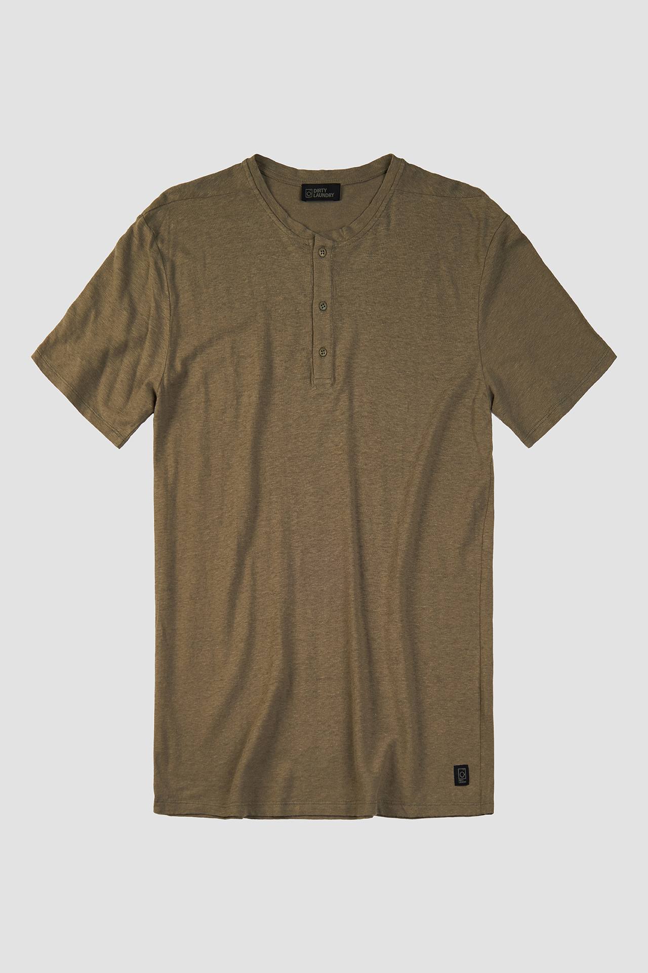 THREE BUTTON PLACKET LINEN TEE