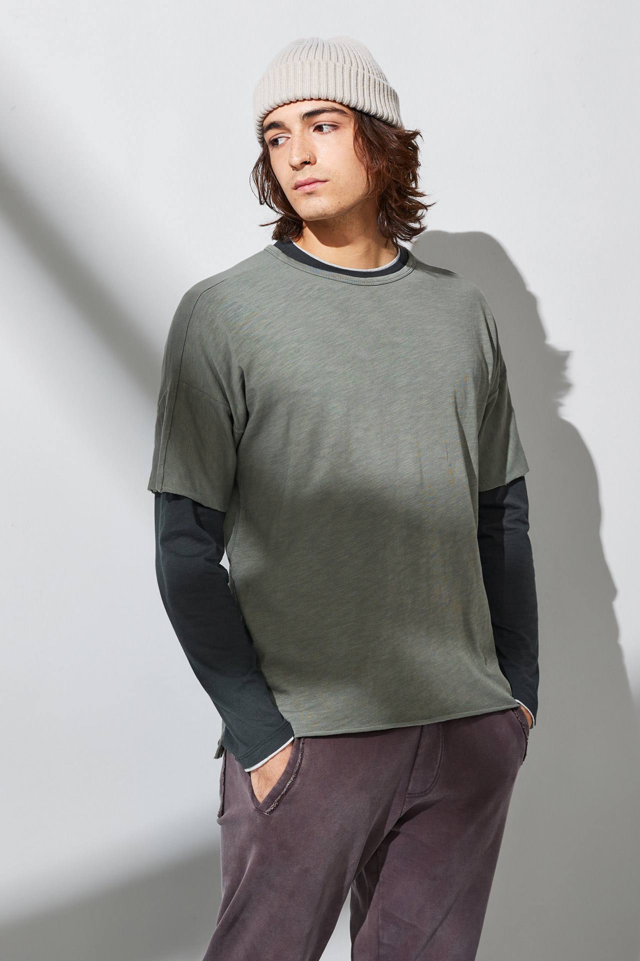 HEAVY SLUB SHOULDER DETAIL RELAXED TEE