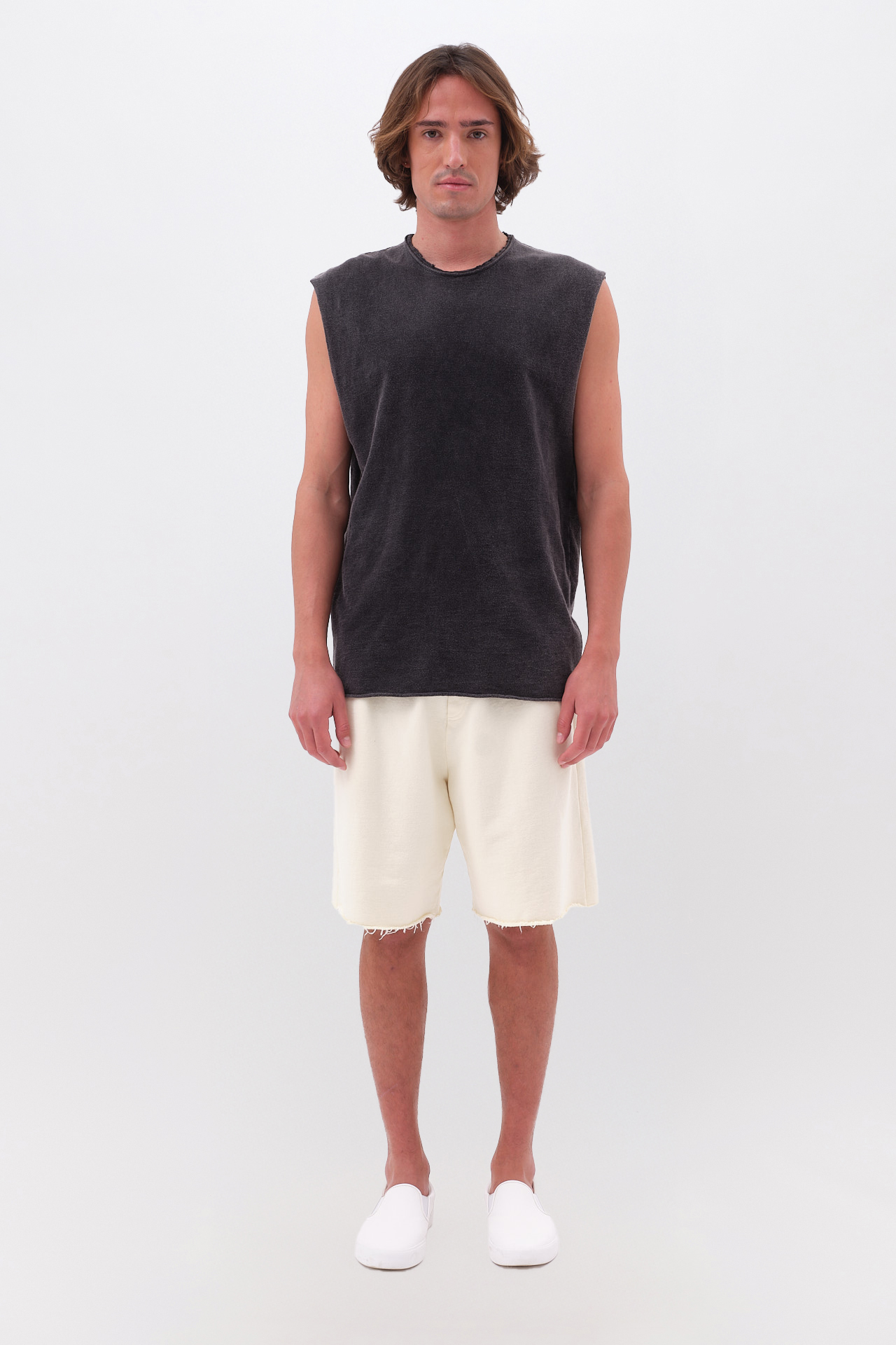 SLUB TANK TOP WITH RAW EDGES