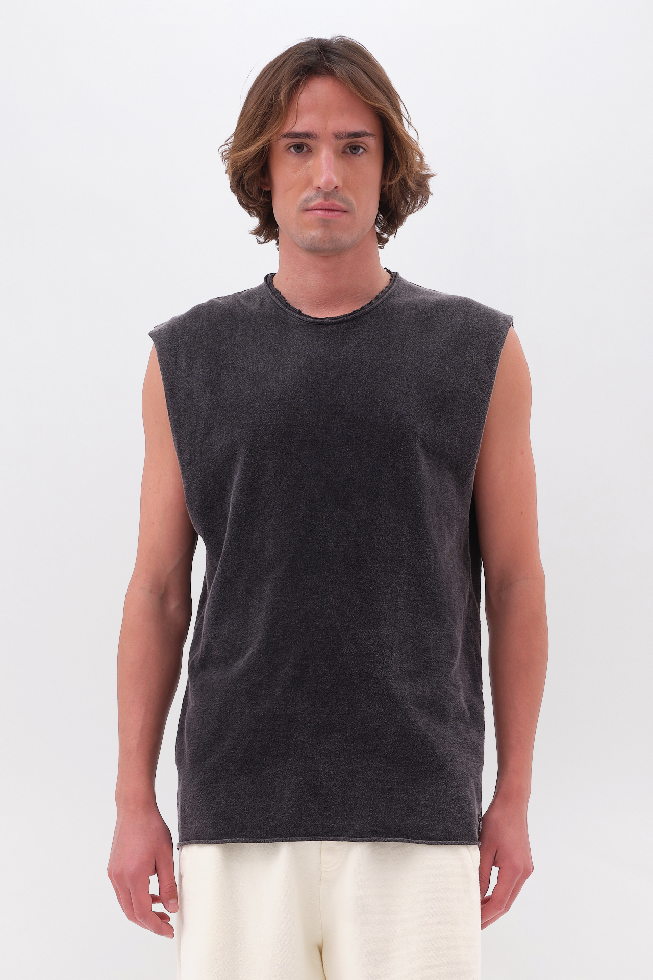 SLUB TANK TOP WITH RAW EDGES