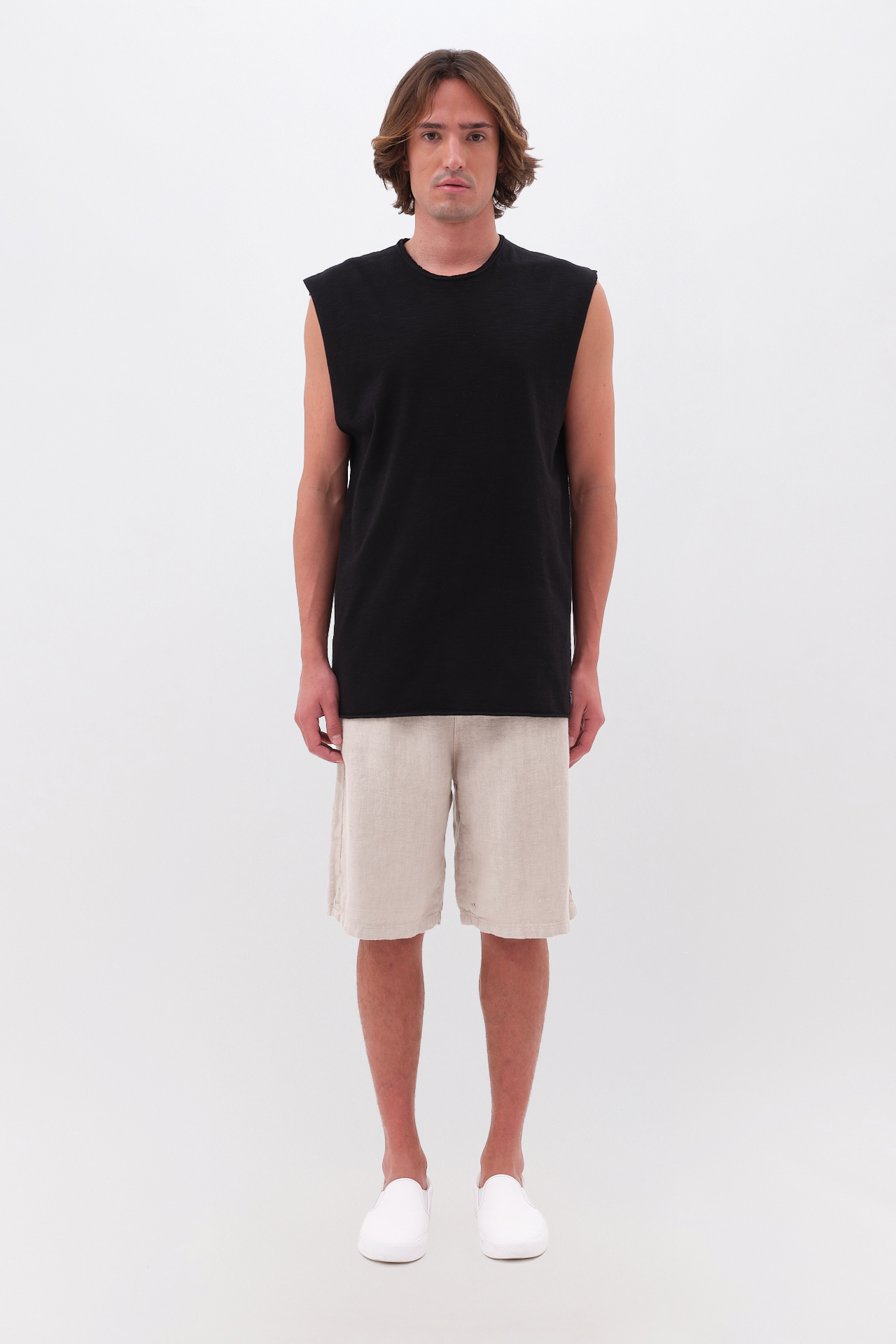 SLUB TANK TOP WITH RAW EDGES