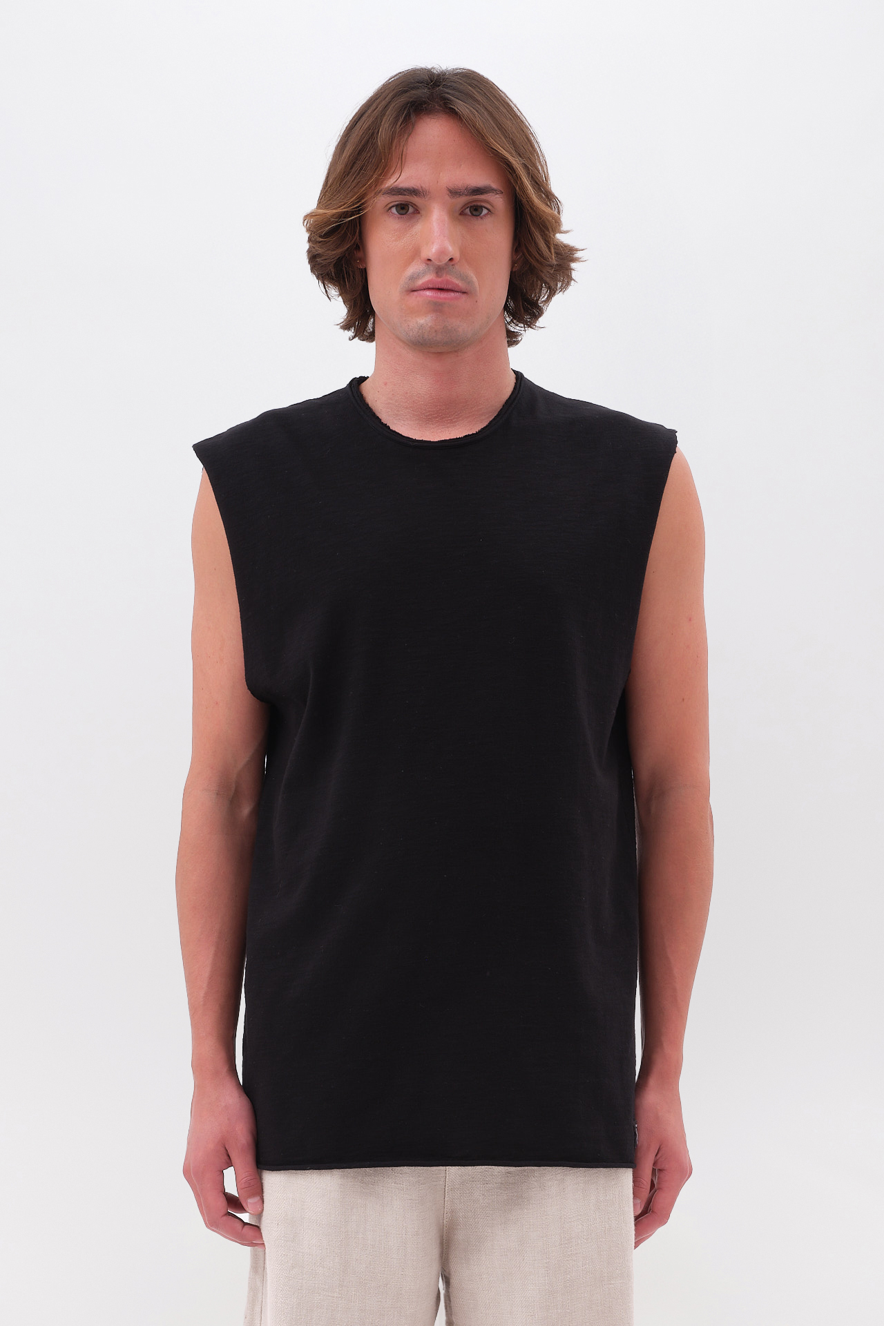 SLUB TANK TOP WITH RAW EDGES