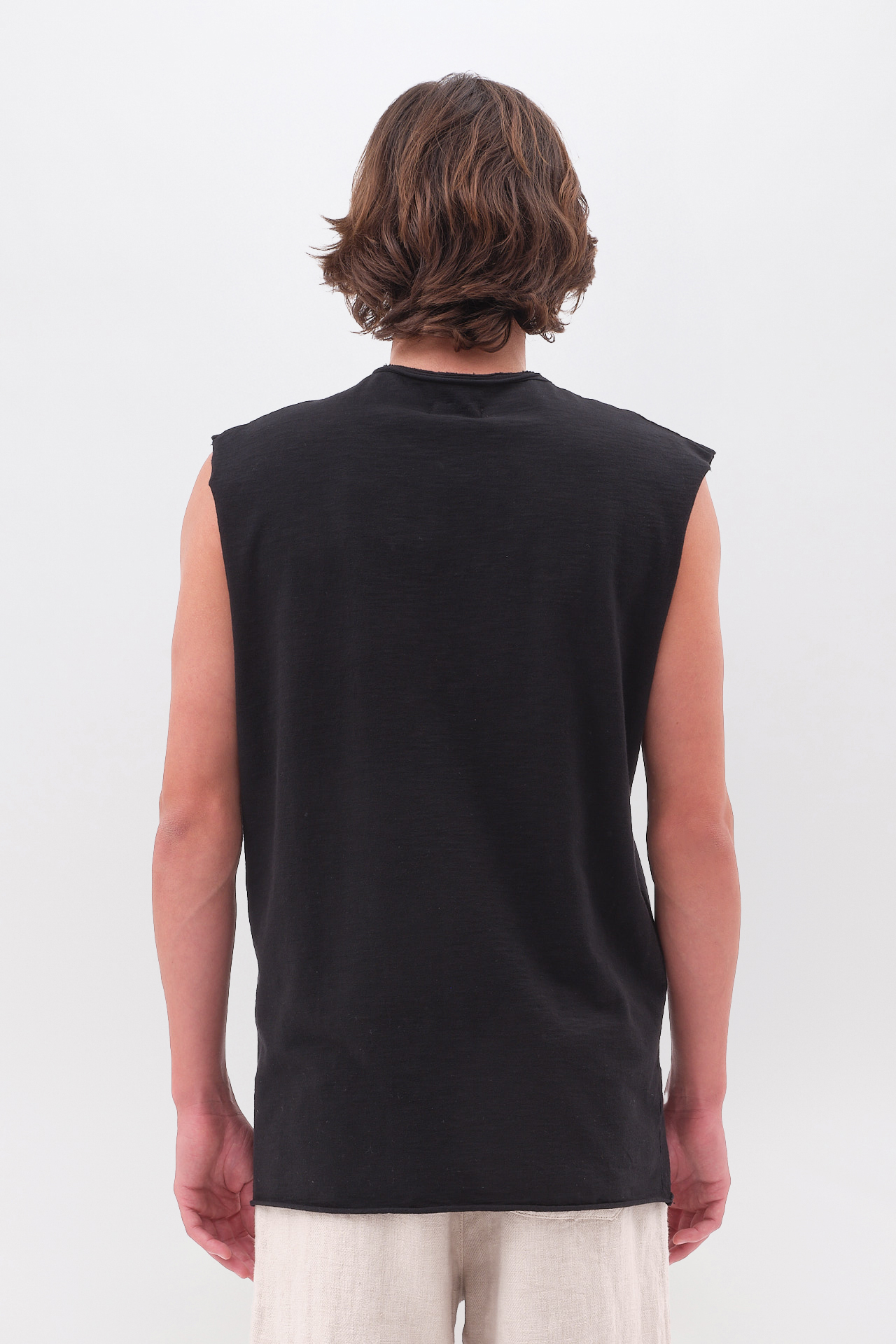 SLUB TANK TOP WITH RAW EDGES