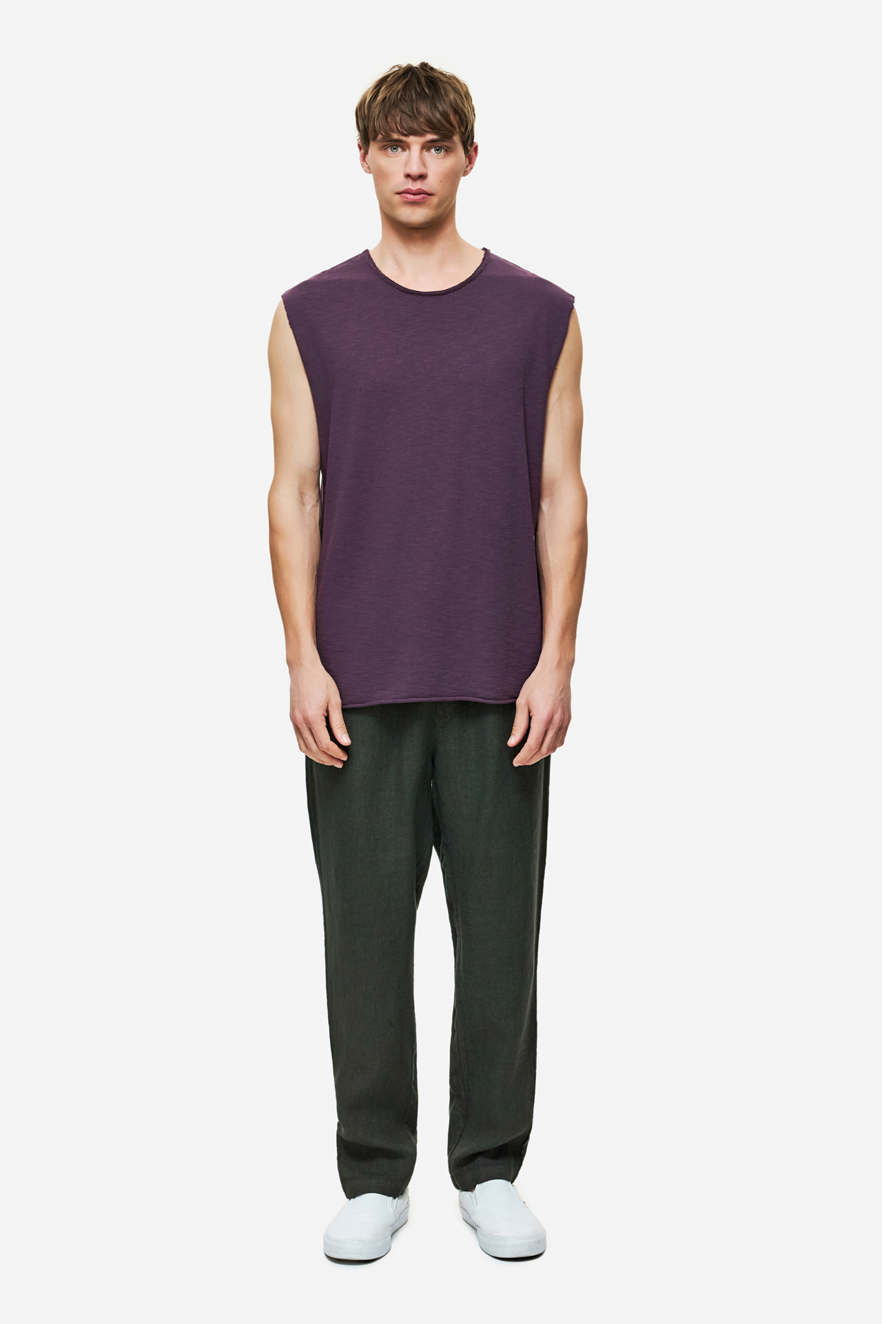 SLUB TANK TOP WITH RAW EDGES