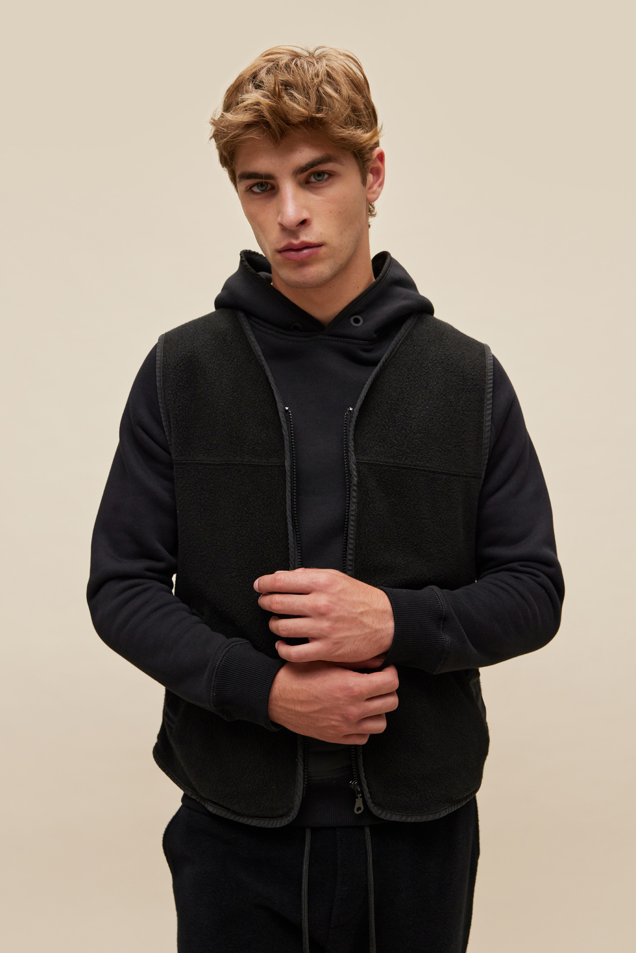 Teddy Mixed Fabric Vest