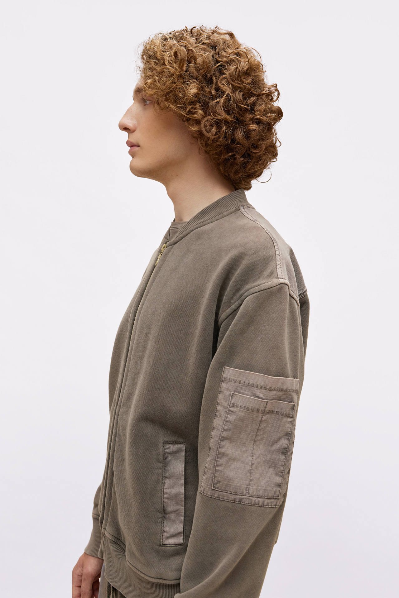 Contrast Bomber Full Zip