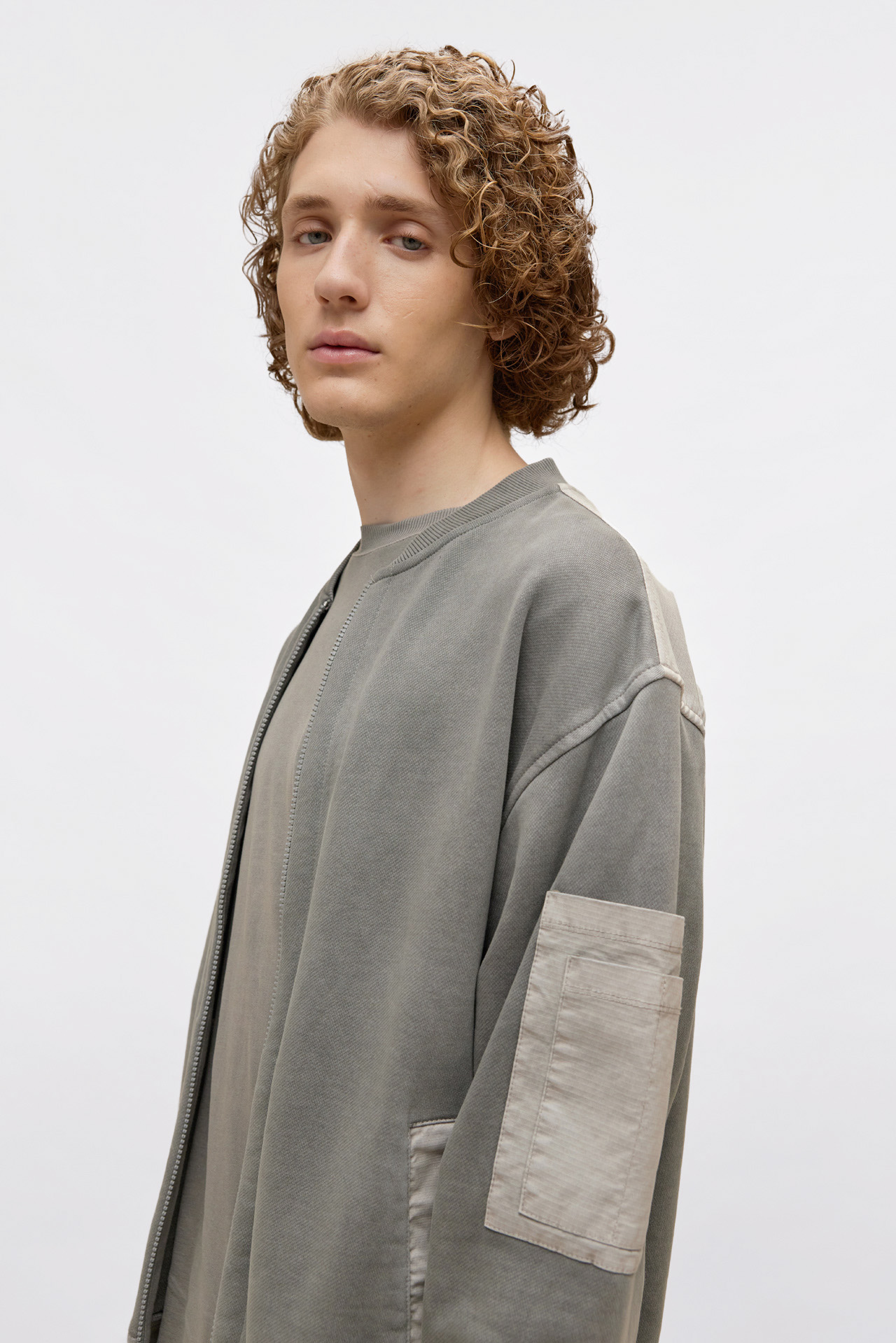 Contrast Bomber Full Zip