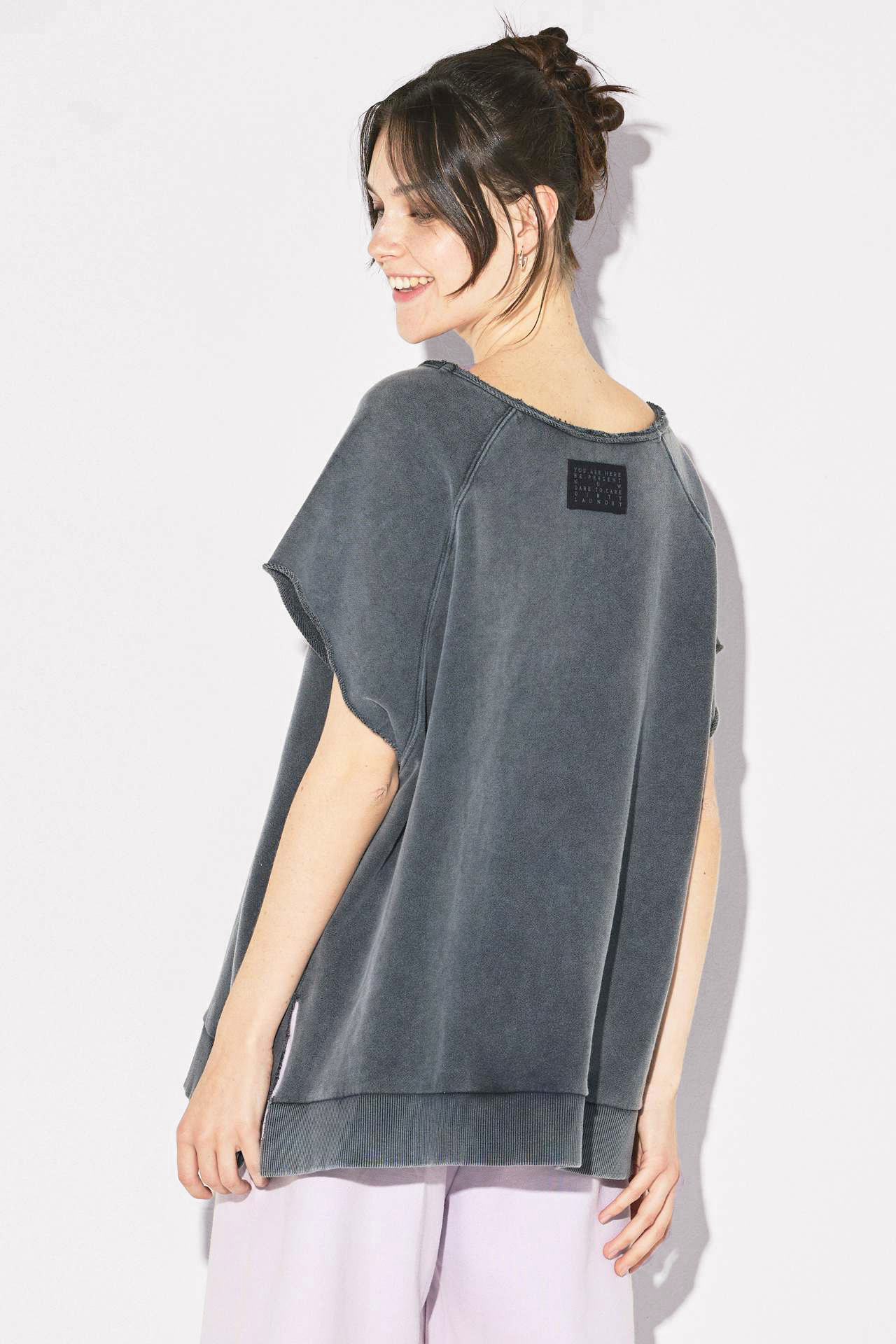 Raw Edge Sleeveless Crewneck