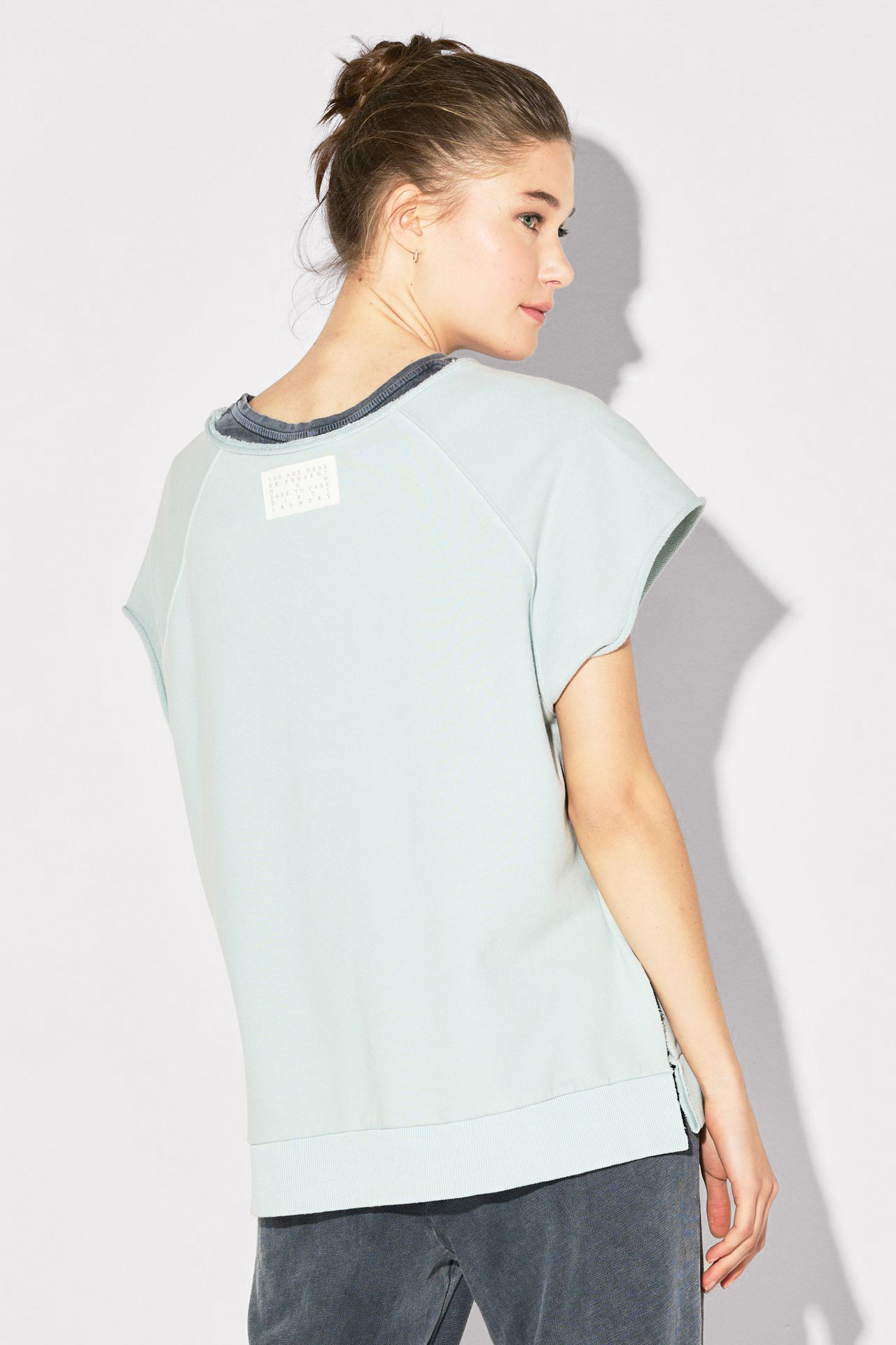 Raw Edge Sleeveless Crewneck