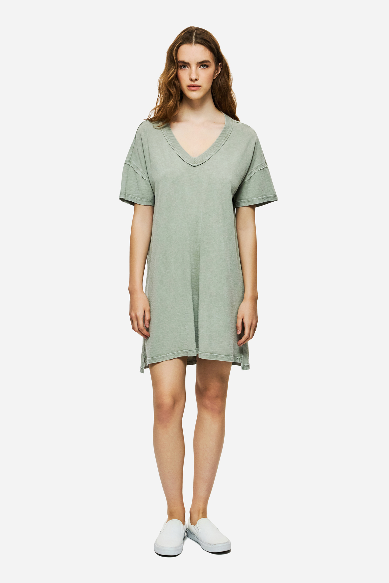 SLUB DRESS WITH RAW EDGES