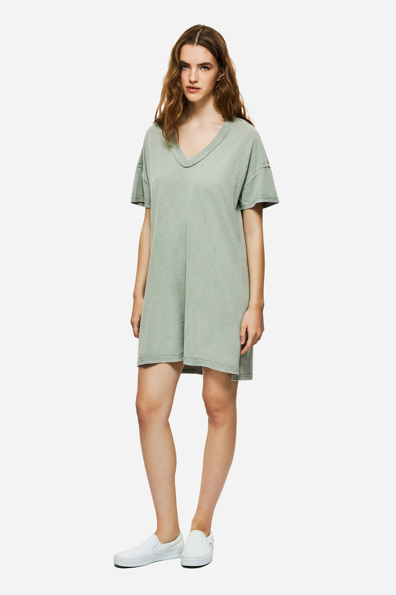 SLUB DRESS WITH RAW EDGES