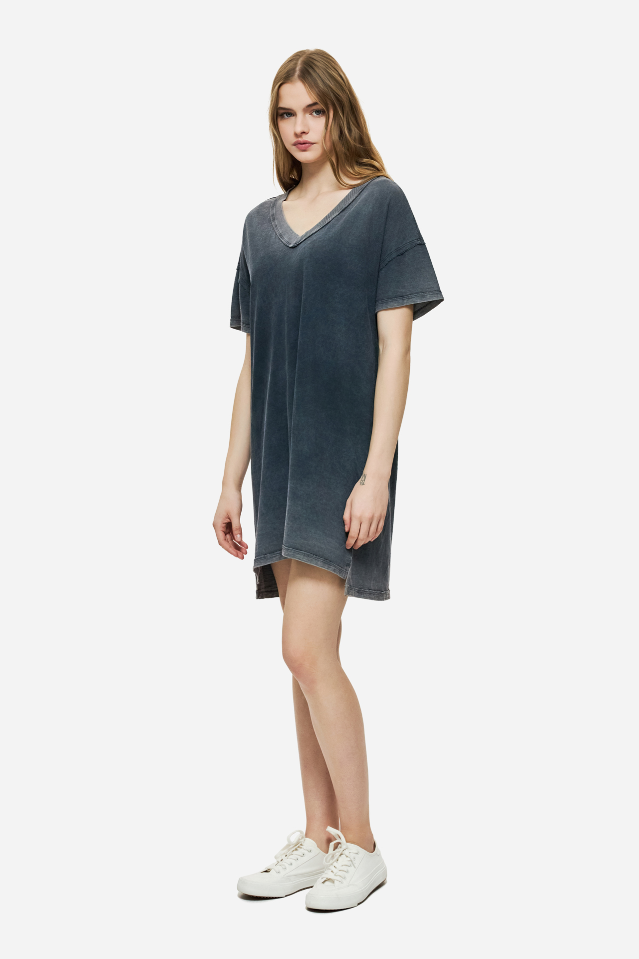 SLUB DRESS WITH RAW EDGES