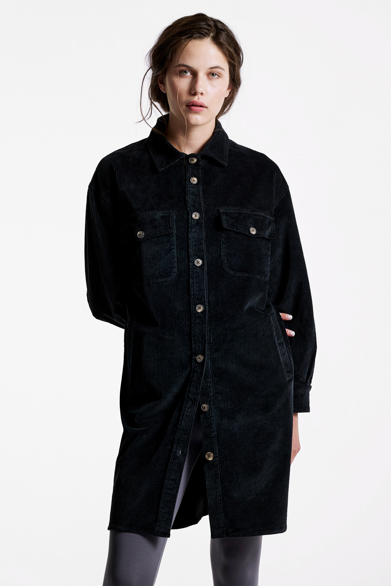 Black corduroy sales shirt dress