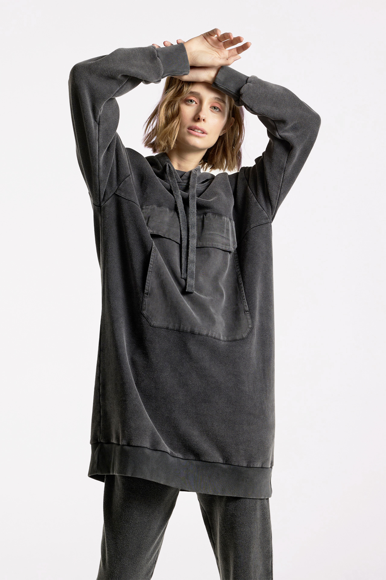 Oversized Mixed Fabric Hoodie