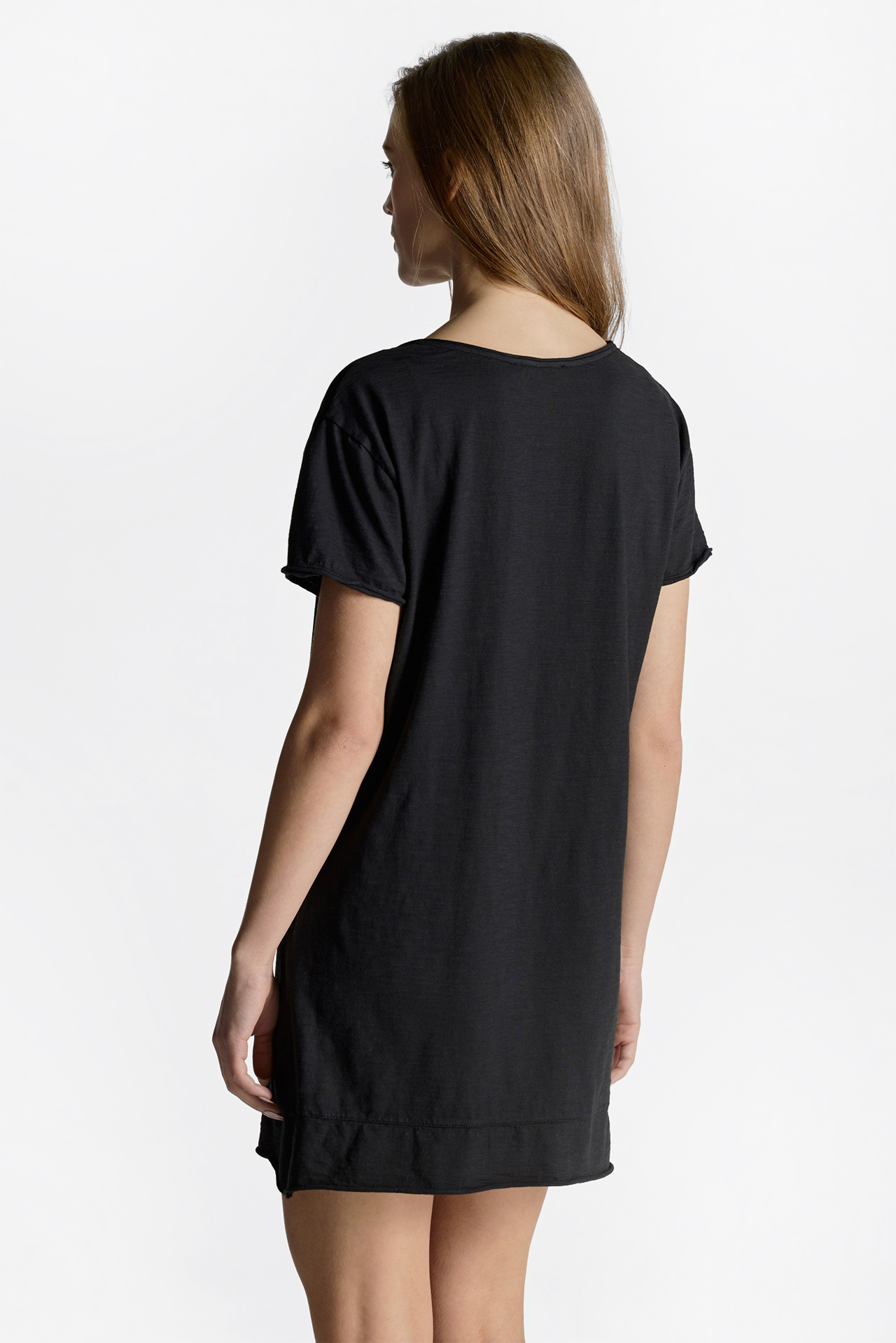 Raw Edge Detail Short Sleeve Dress