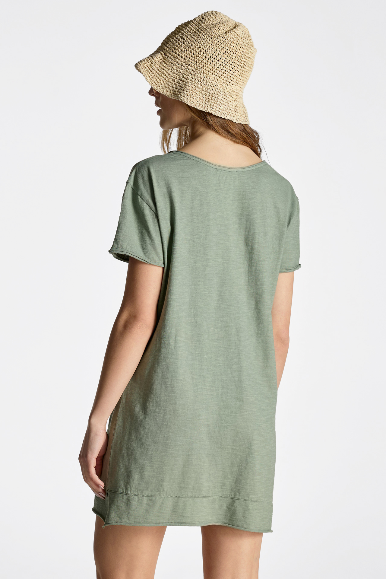 Raw Edge Detail Short Sleeve Dress