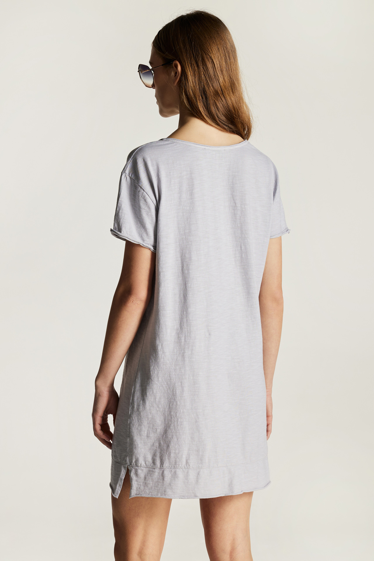 Raw Edge Detail Short Sleeve Dress