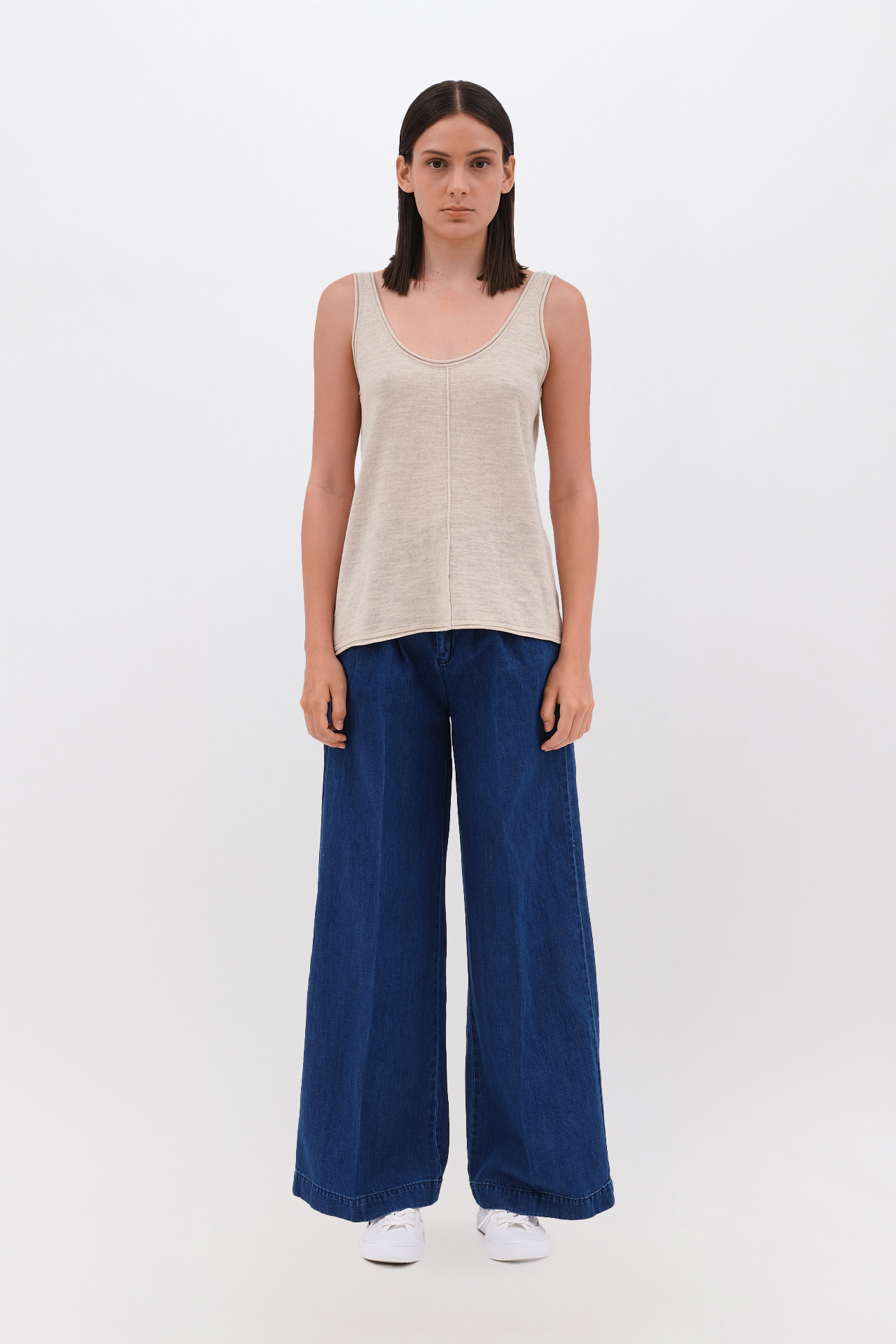WIDE LEG DENIM TROUSERS