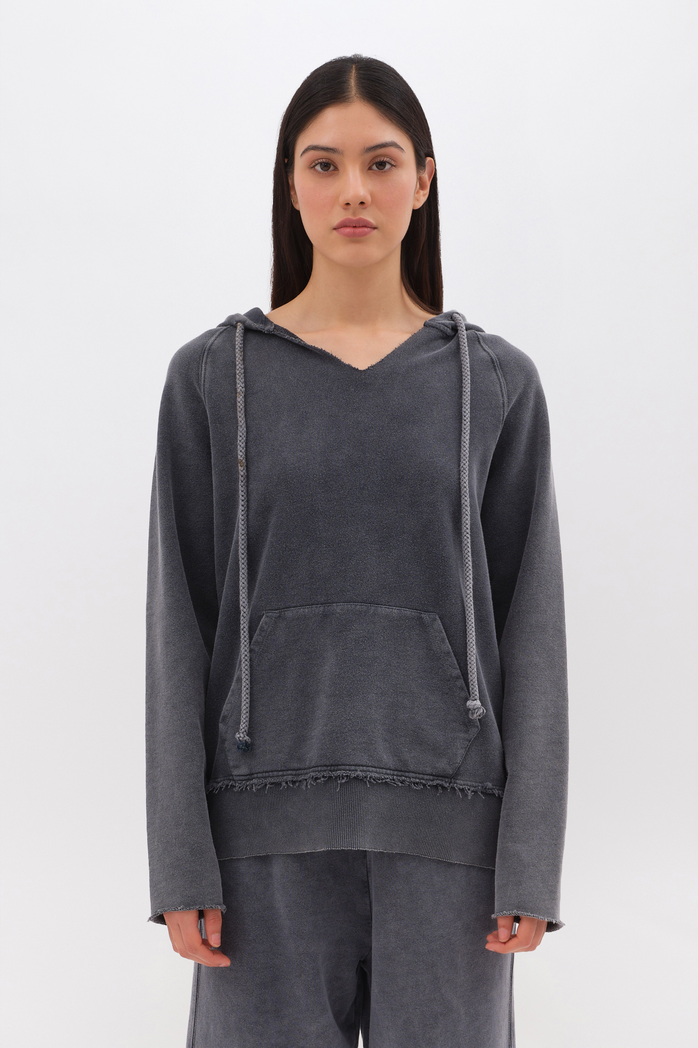 HOODIE WITH RAW EDGES