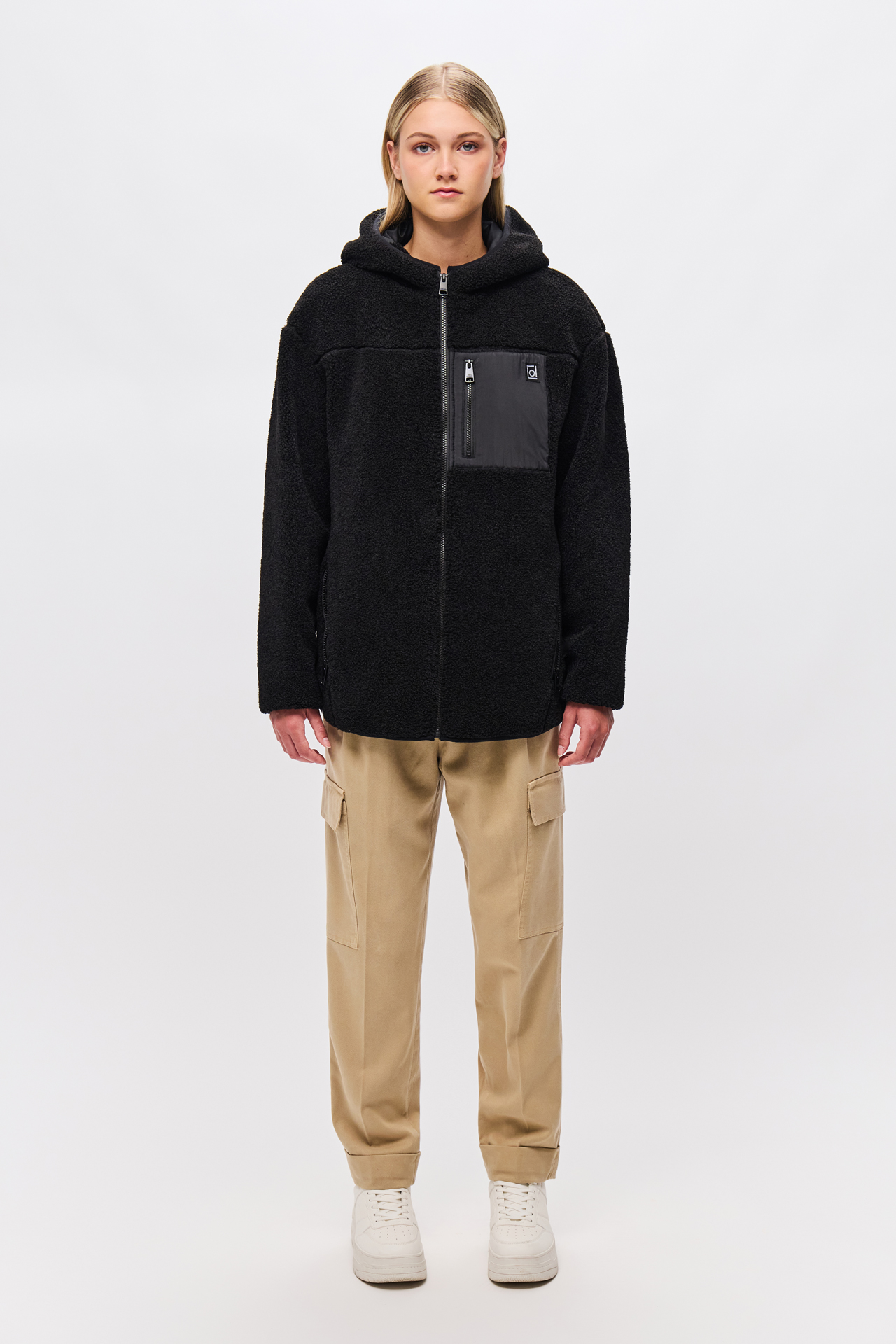 CURVED HEM FLEECE JACKET