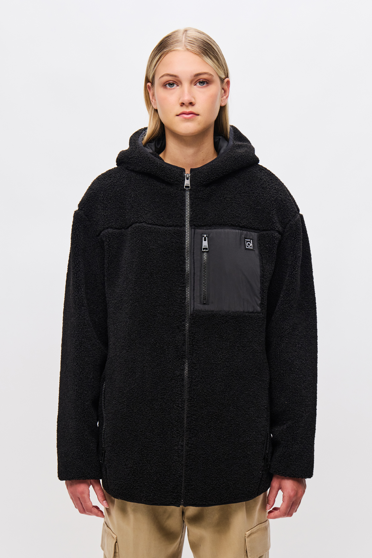 CURVED HEM FLEECE JACKET