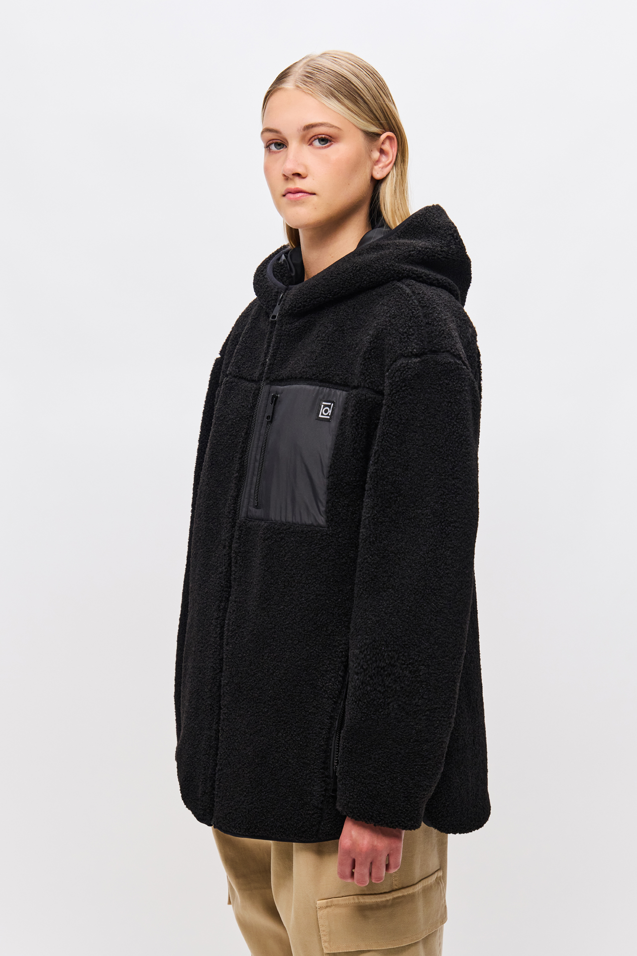 CURVED HEM FLEECE JACKET