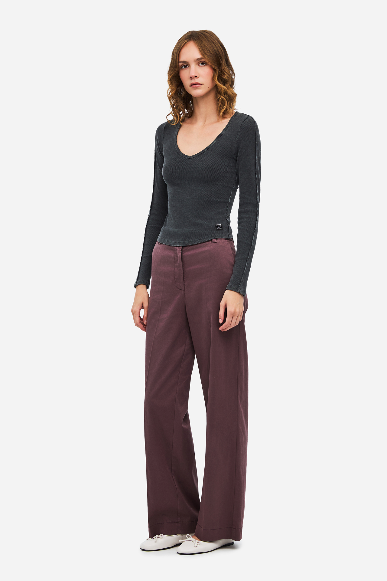 V NECK RIB LONGSLEEVE