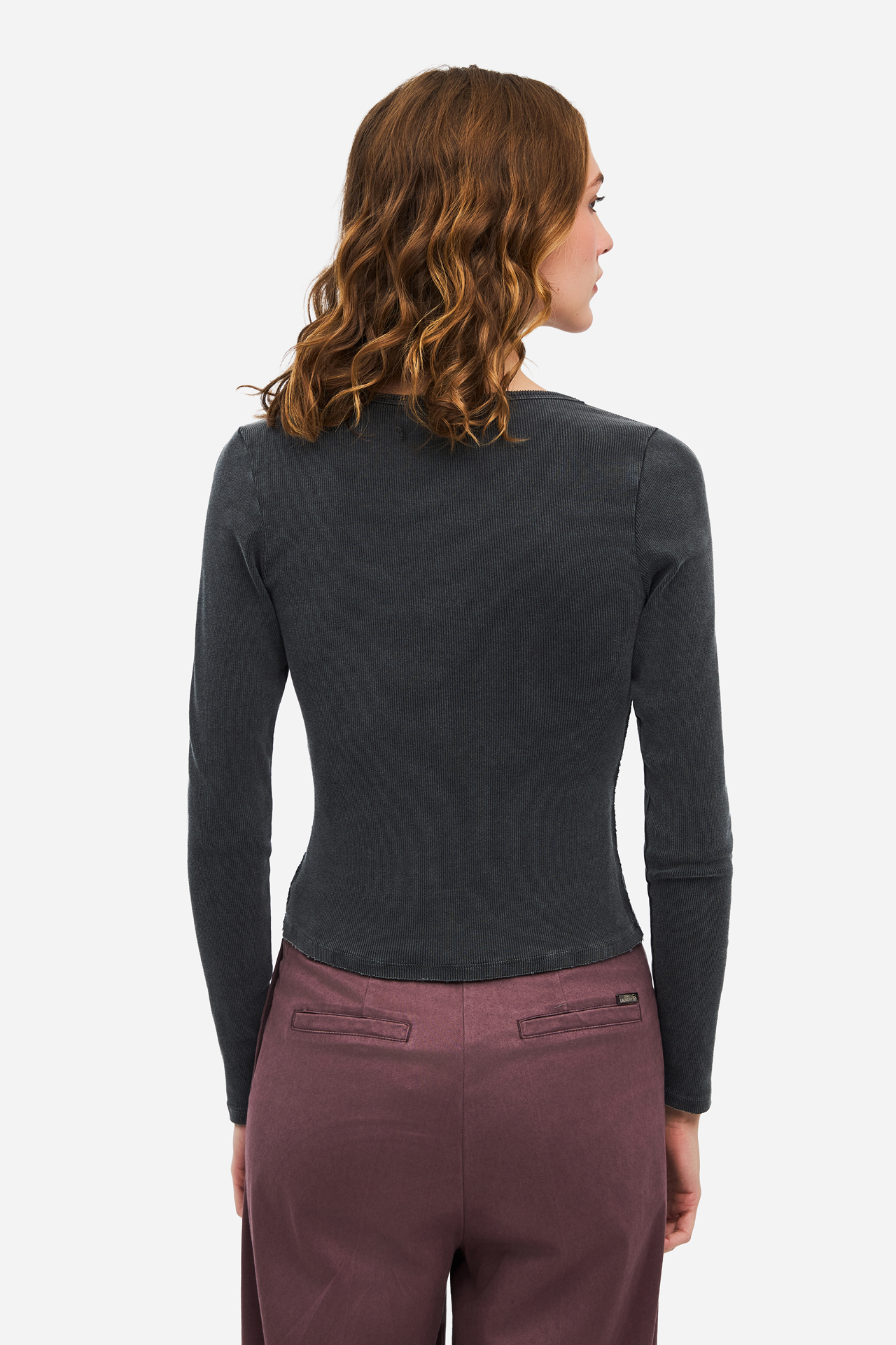 V NECK RIB LONGSLEEVE