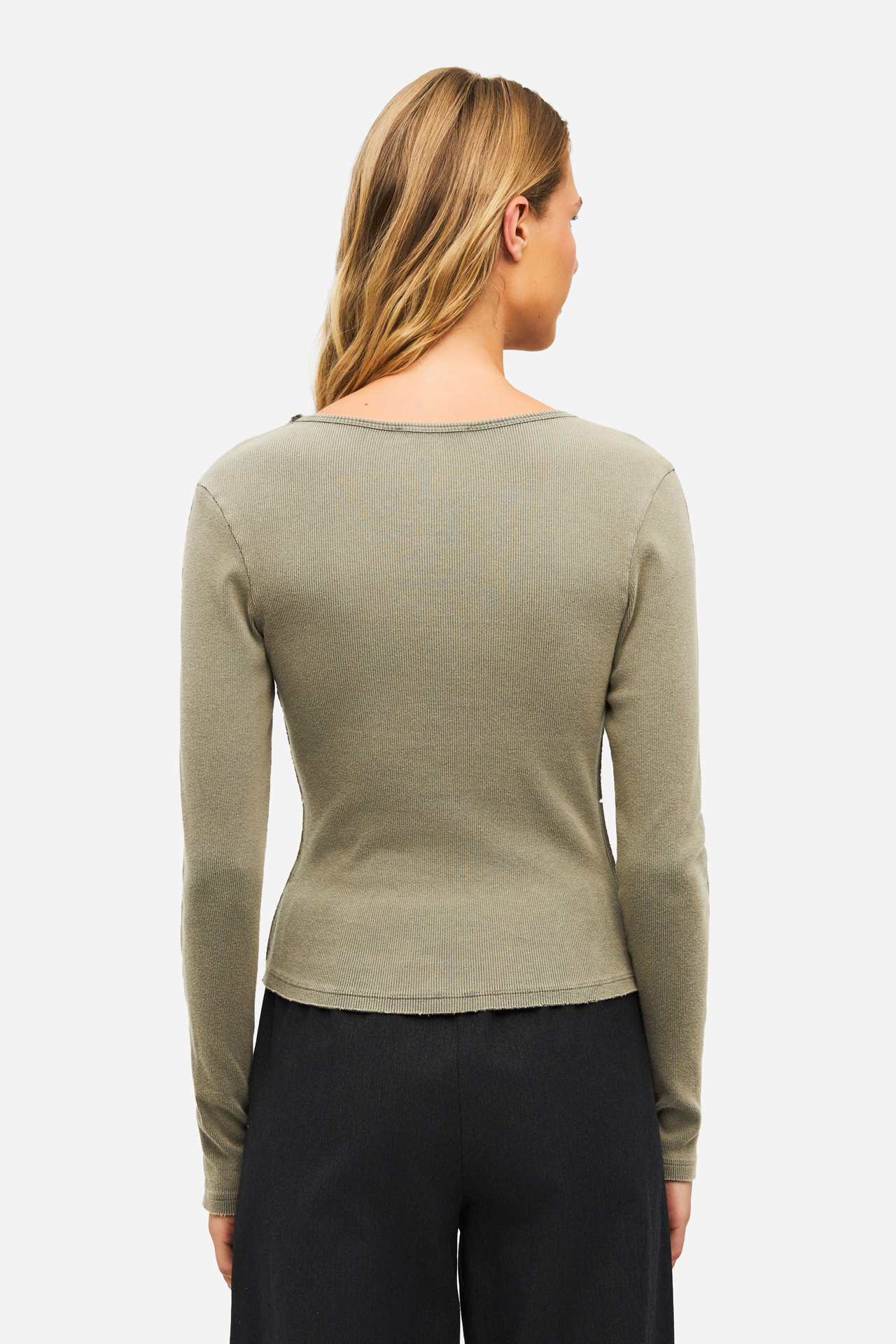 V NECK RIB LONGSLEEVE