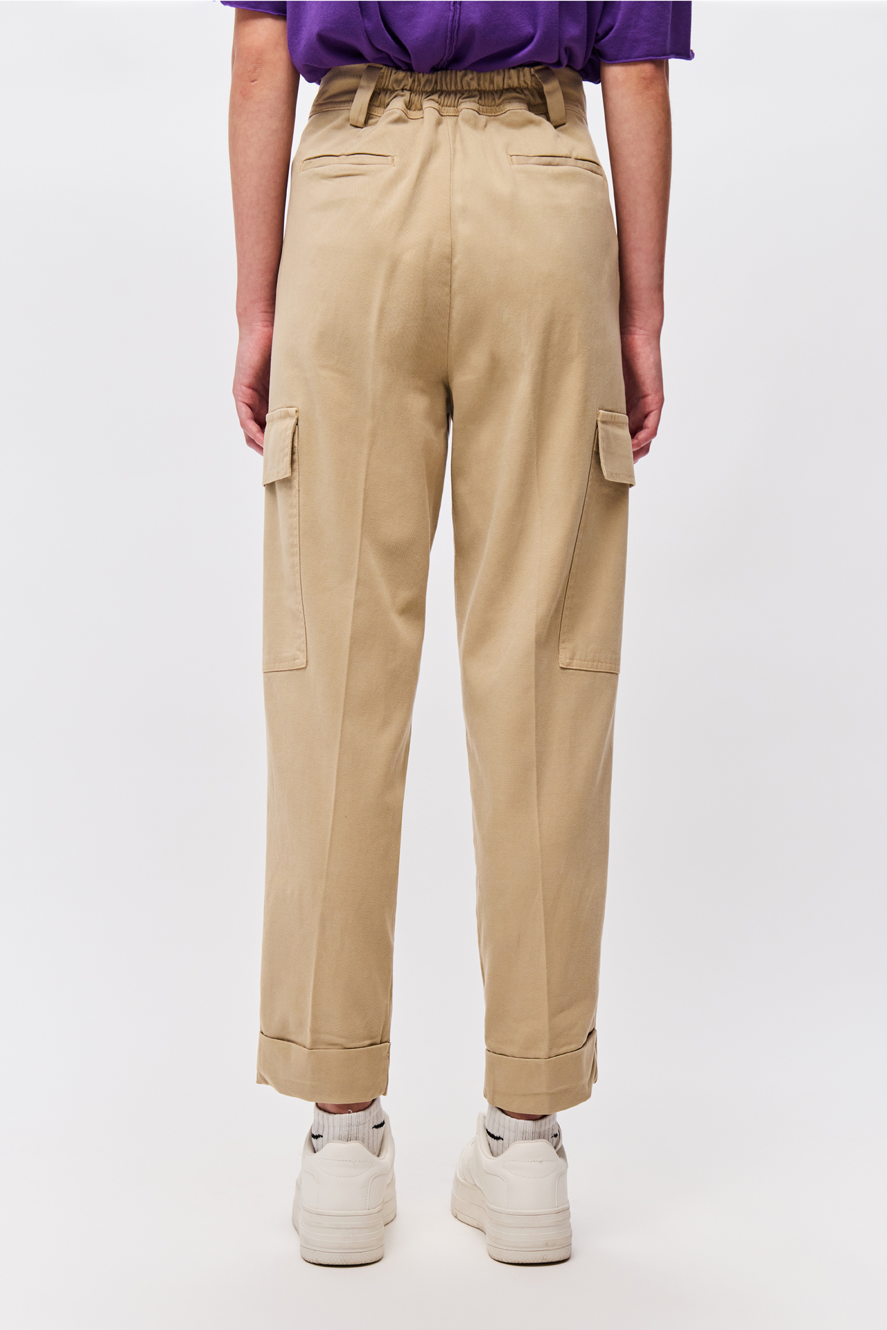 HIGH WAIST PLEATED CARGO PANTS