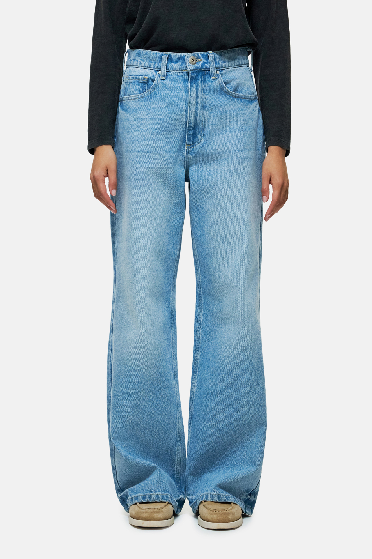 WIDE LEG DENIM TROUSERS