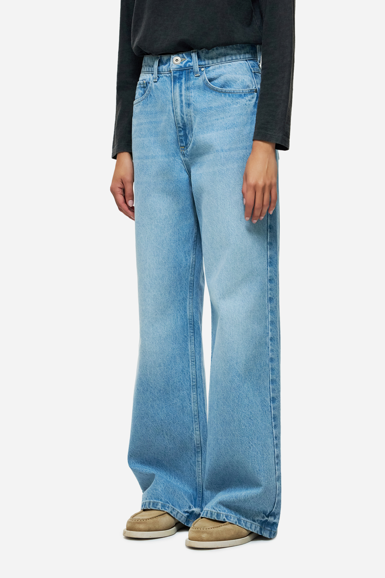 WIDE LEG DENIM TROUSERS
