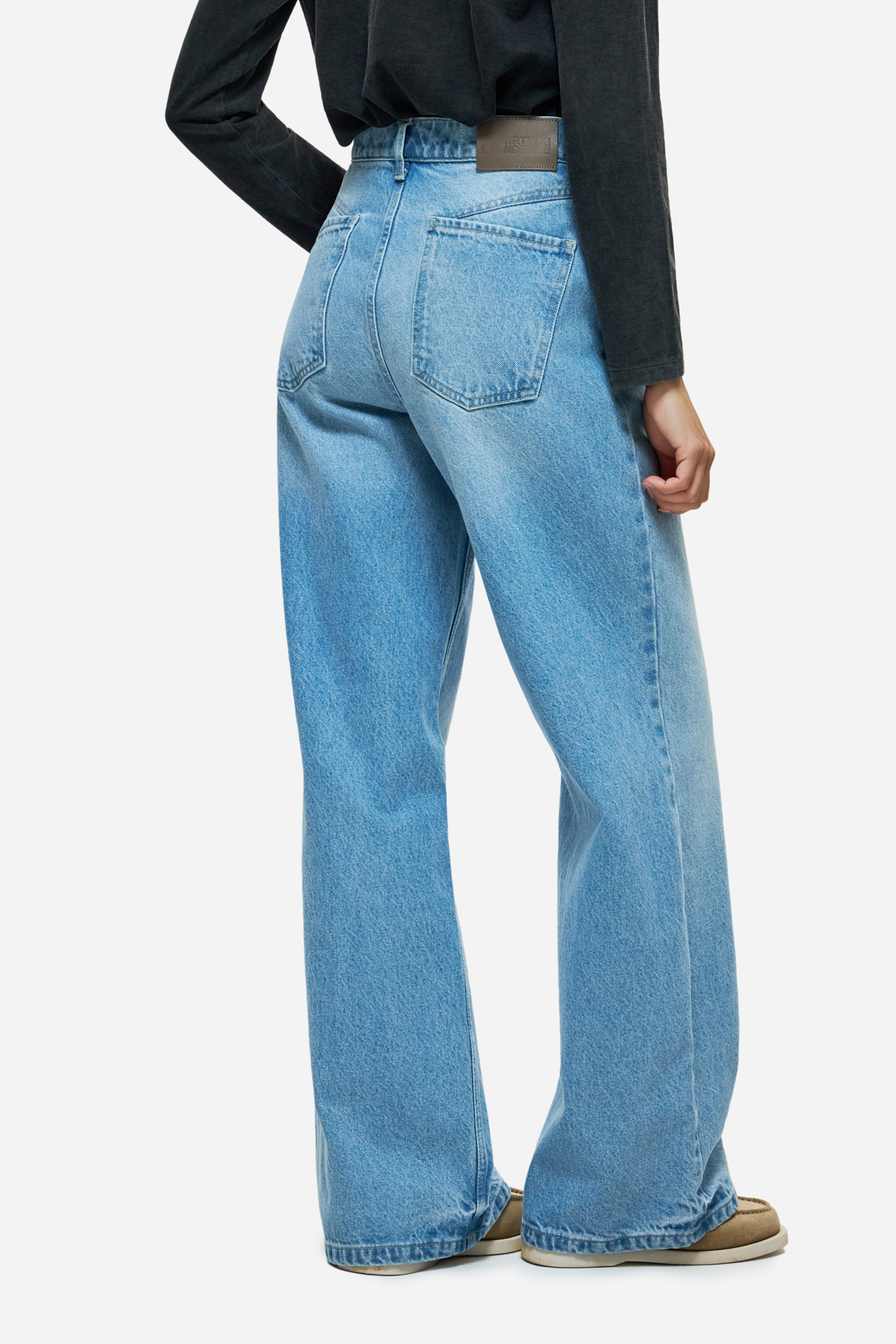 WIDE LEG DENIM TROUSERS