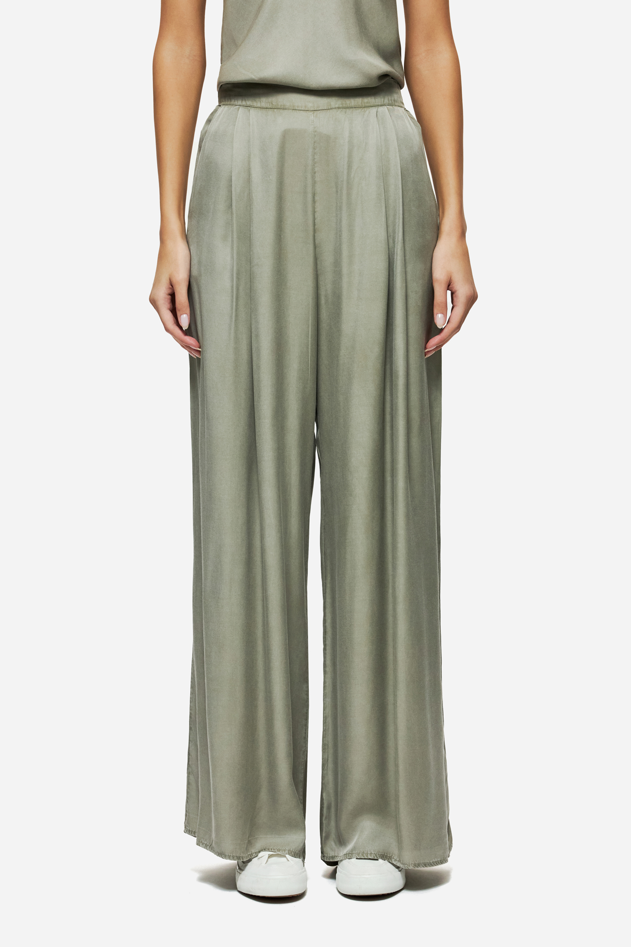 WIDE LEG PLEATED PANTS