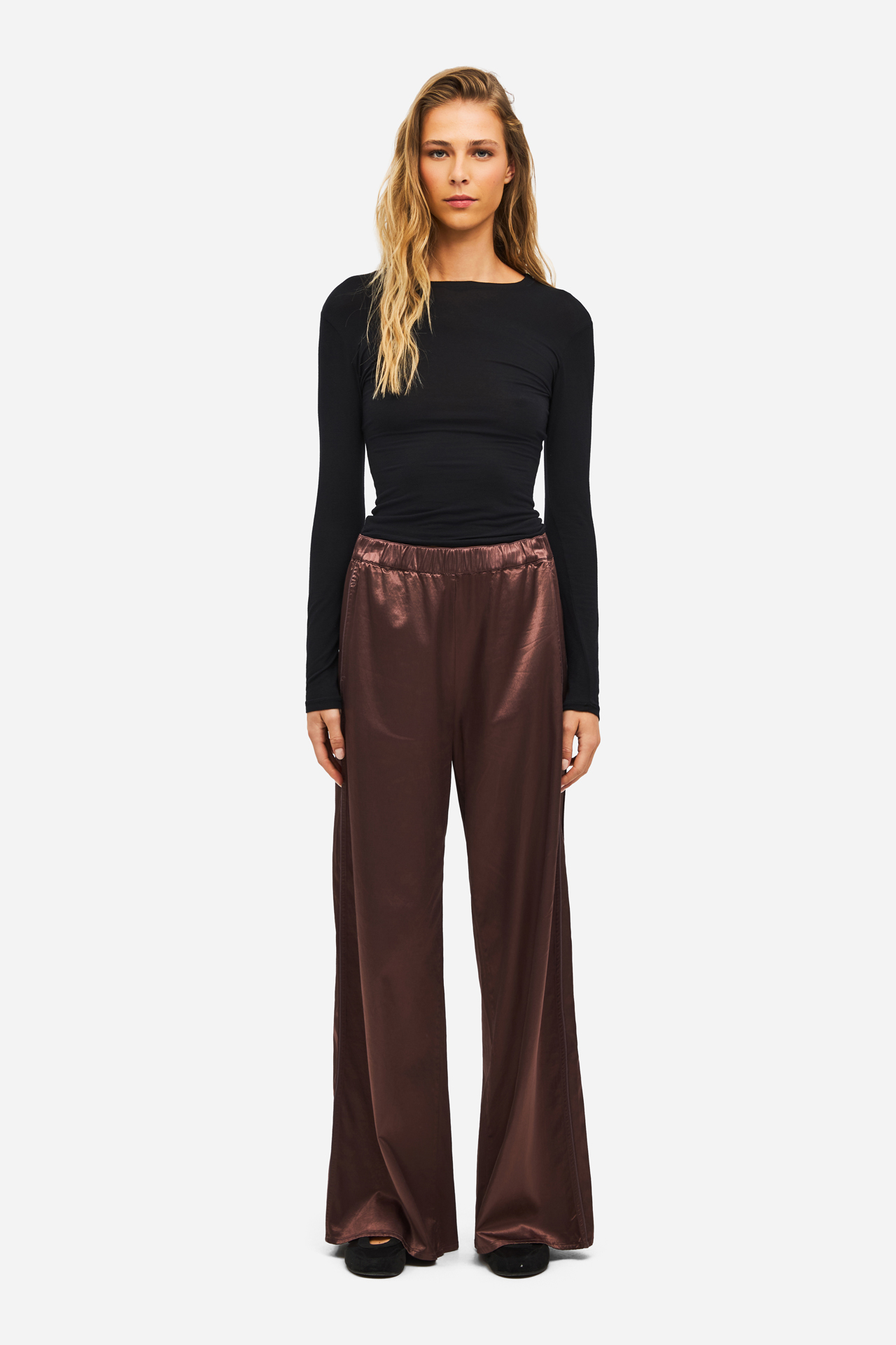 SATIN WIDE LEG PANTS
