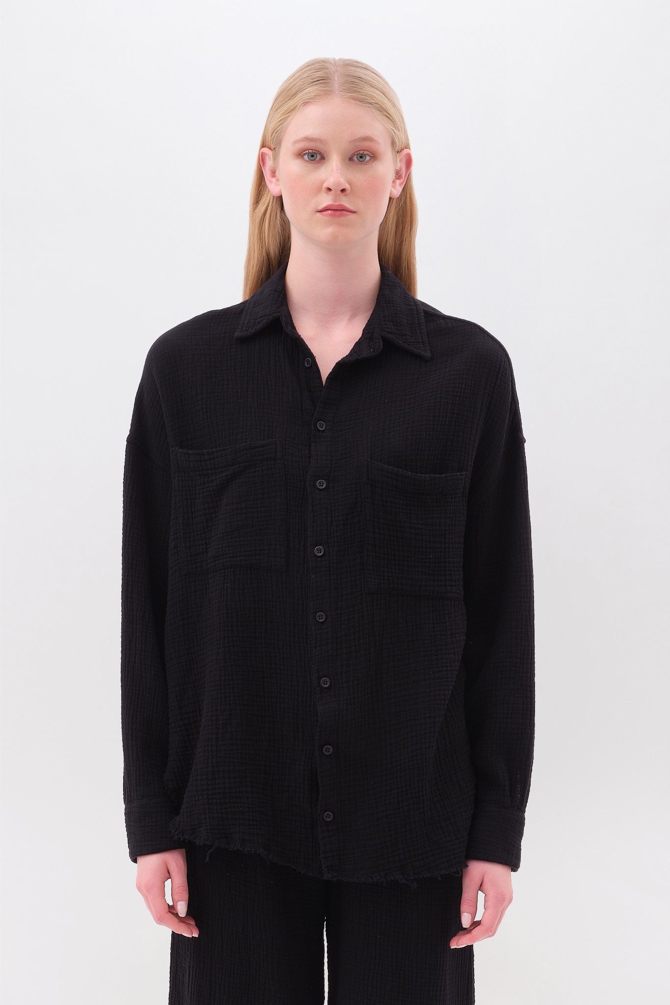 RELAXED SHIRT WITH RAW EDGES