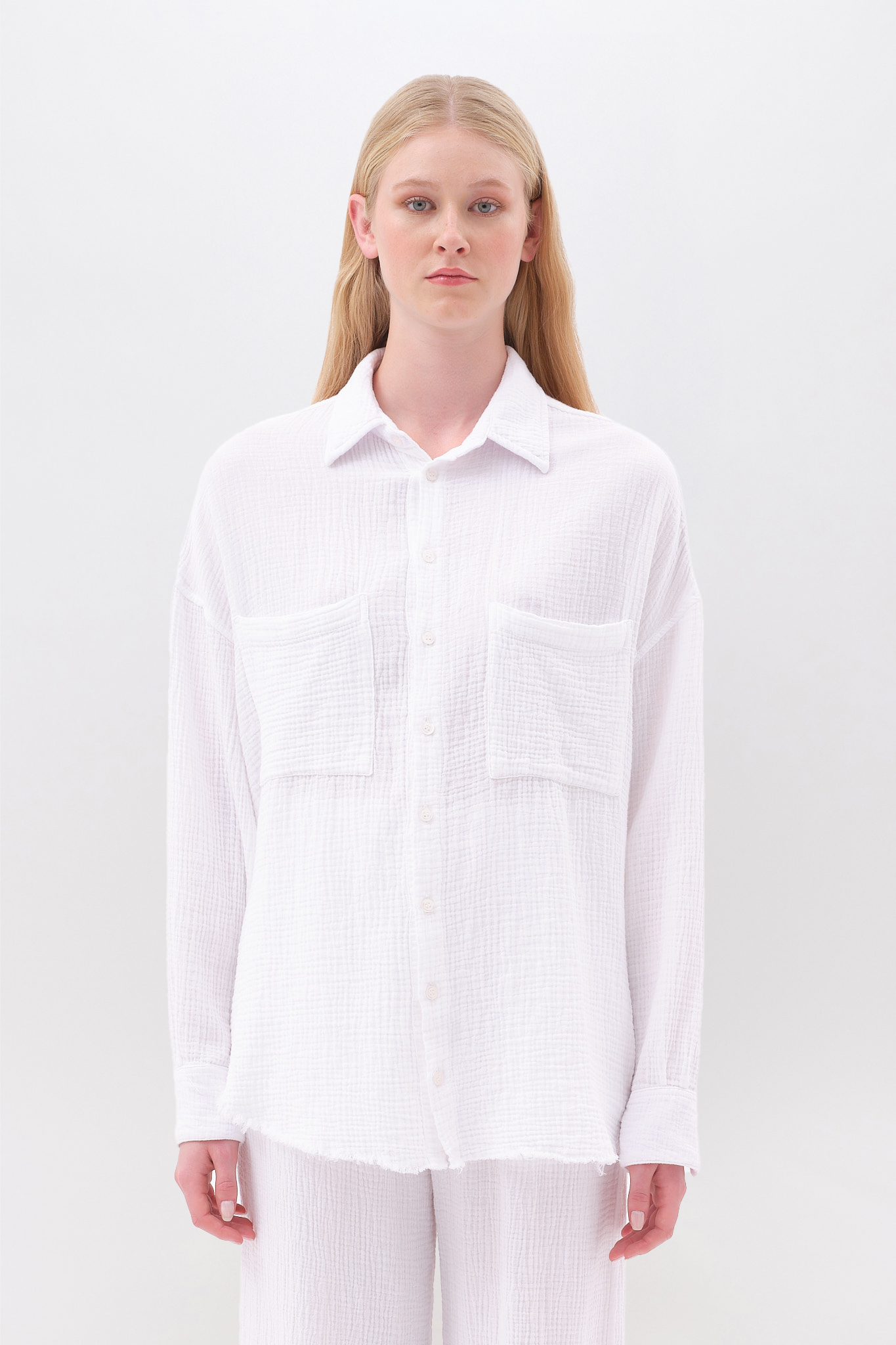 RELAXED SHIRT WITH RAW EDGES