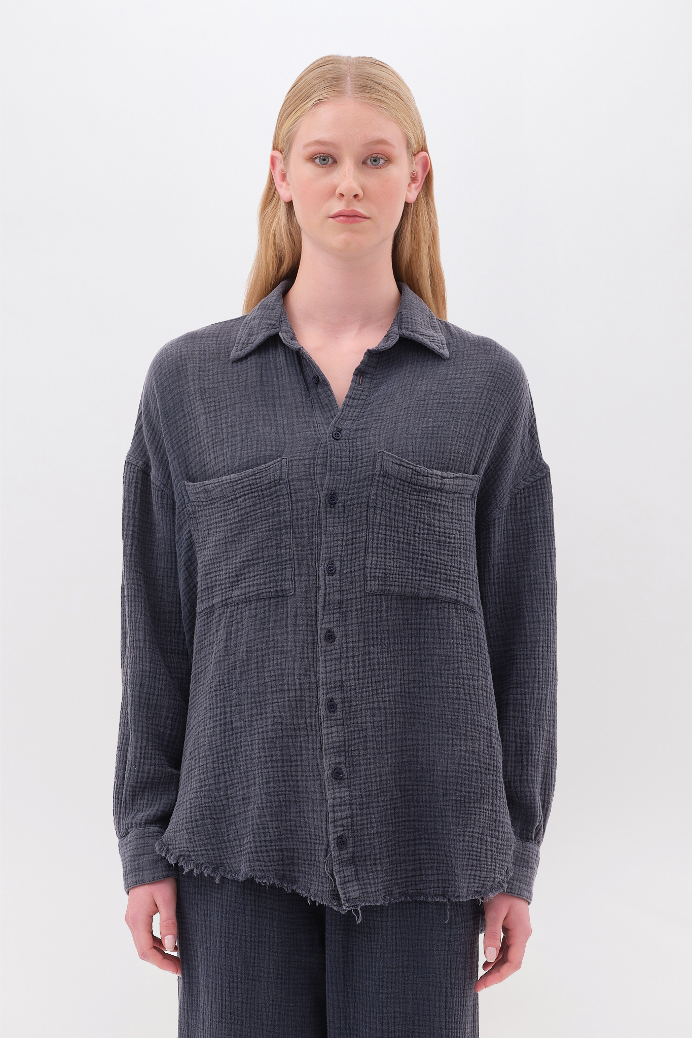 RELAXED SHIRT WITH RAW EDGES