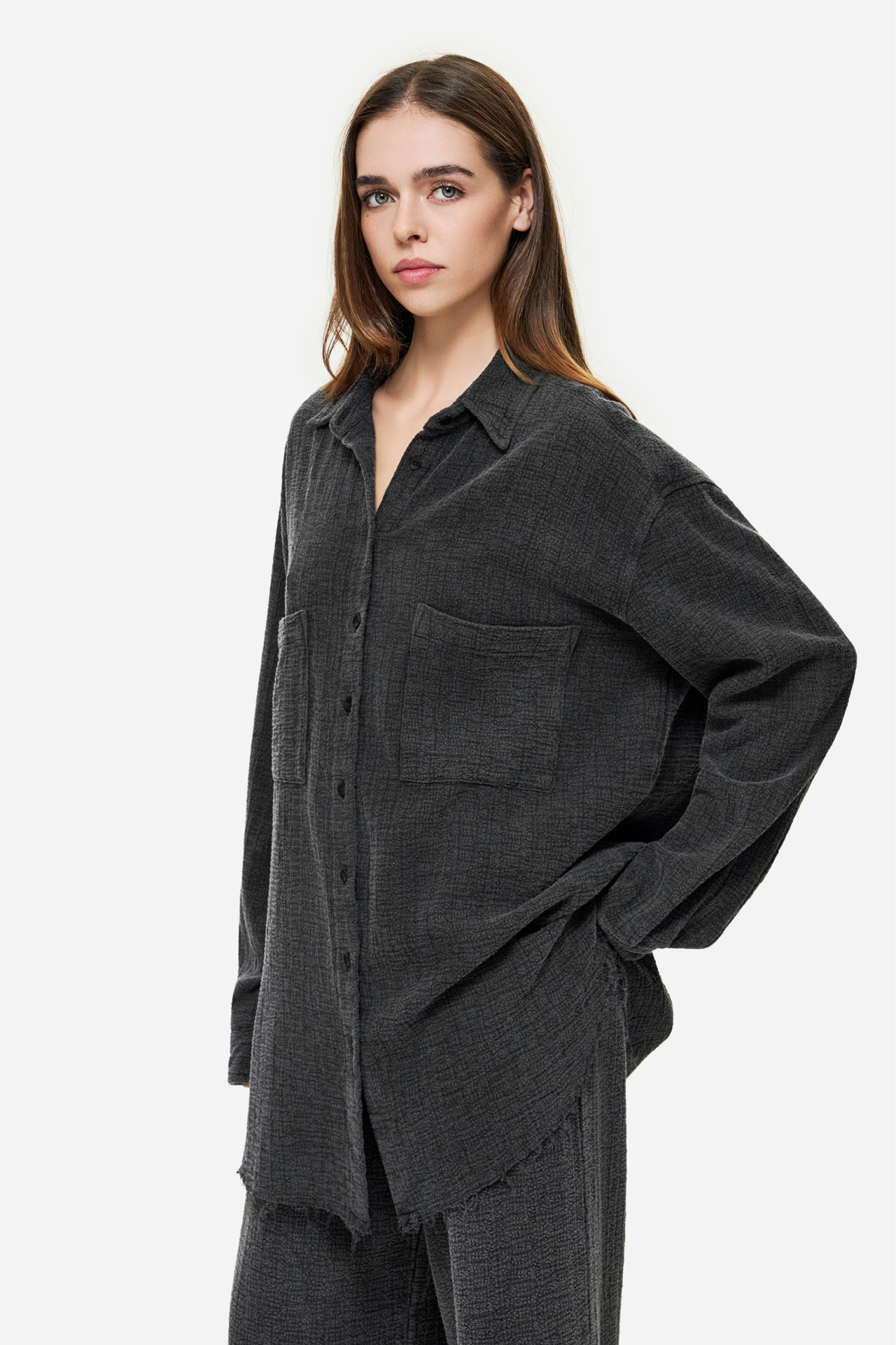 RELAXED SHIRT WITH RAW EDGES