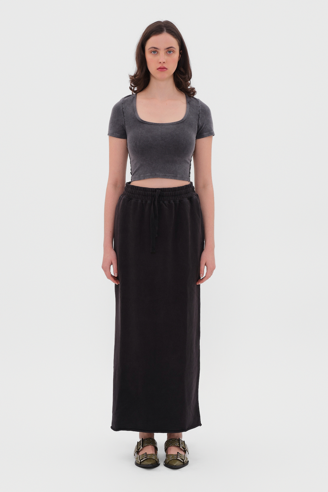 MAXI SKIRT WITH RAW EDGES