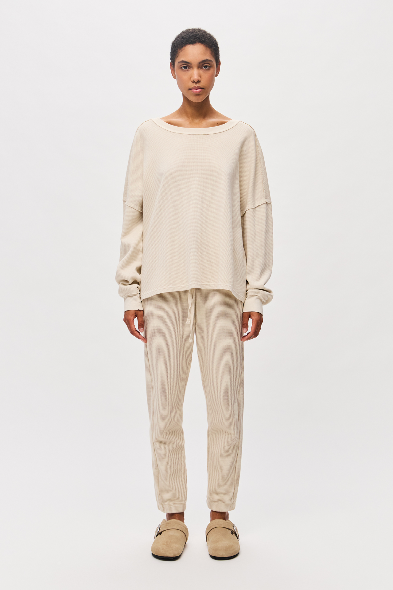 WAFFLE CUFFED SWEATPANTS