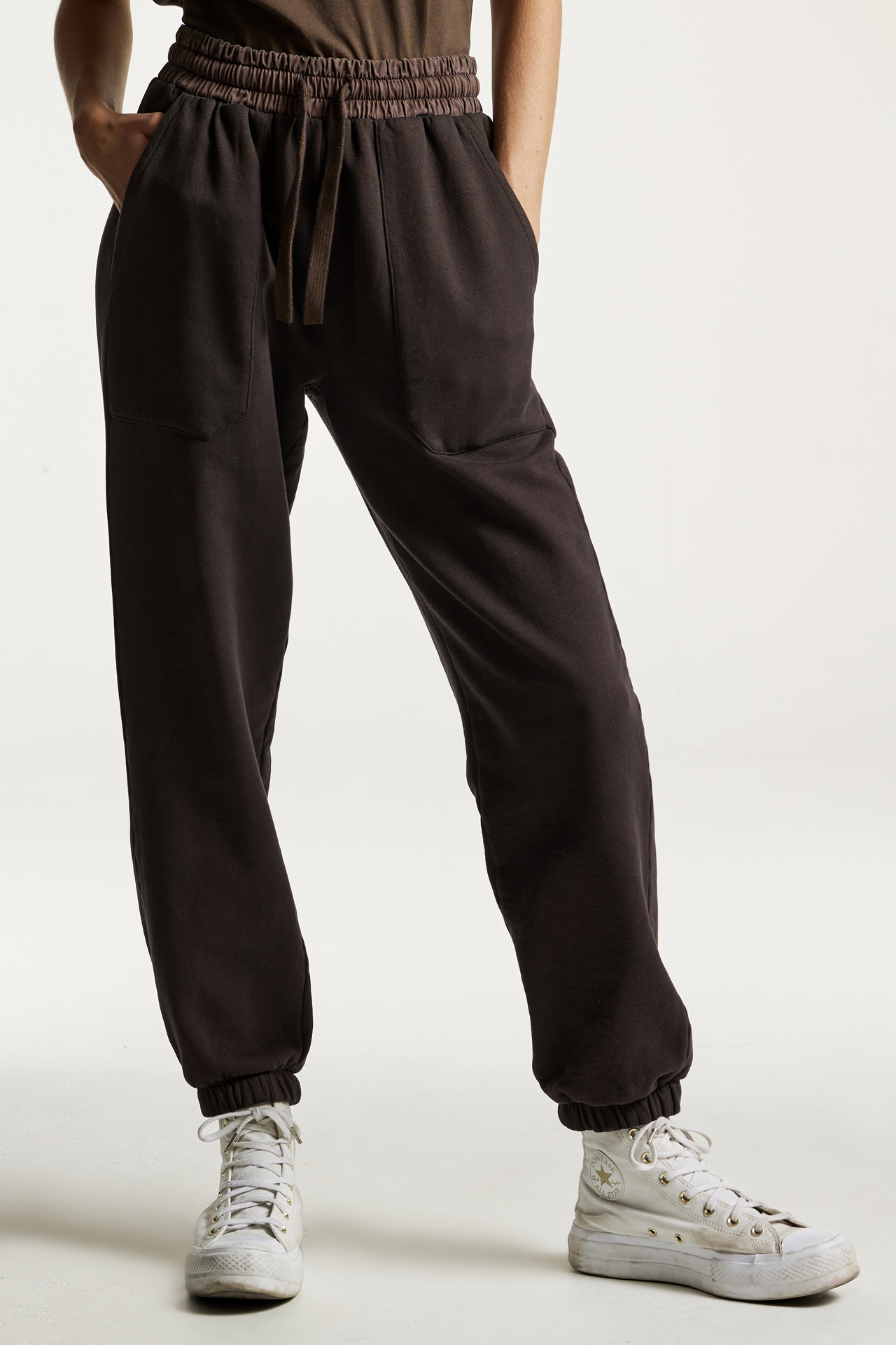 Mixed Fabric Detail Sweatpants