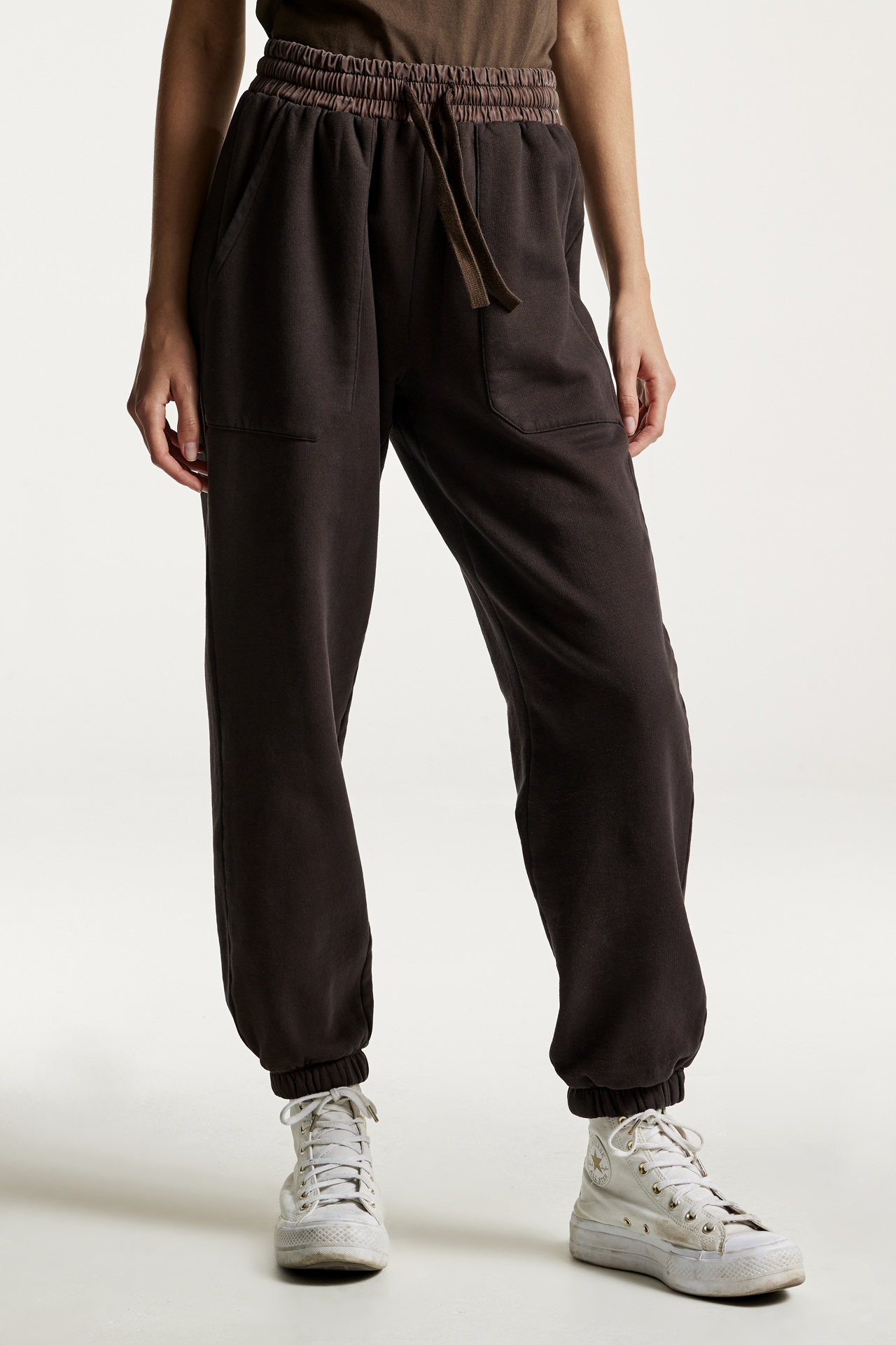 Mixed Fabric Detail Sweatpants