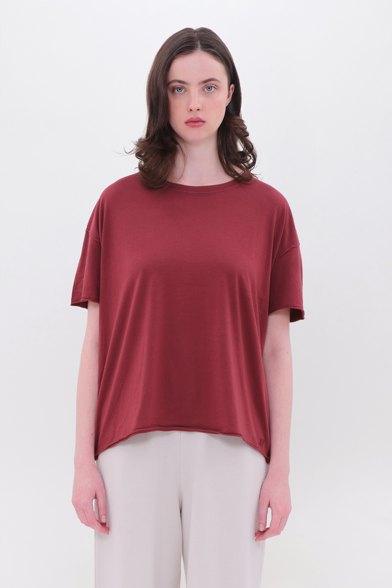 Oversized T-Shirt με Ακατέργαστες Λεπτομέρειες