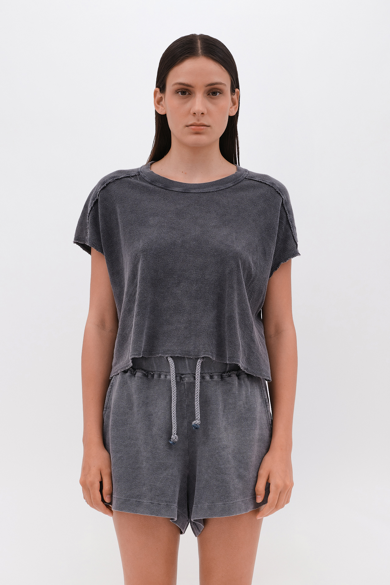 WAFFLE CROPPED T-SHIRT