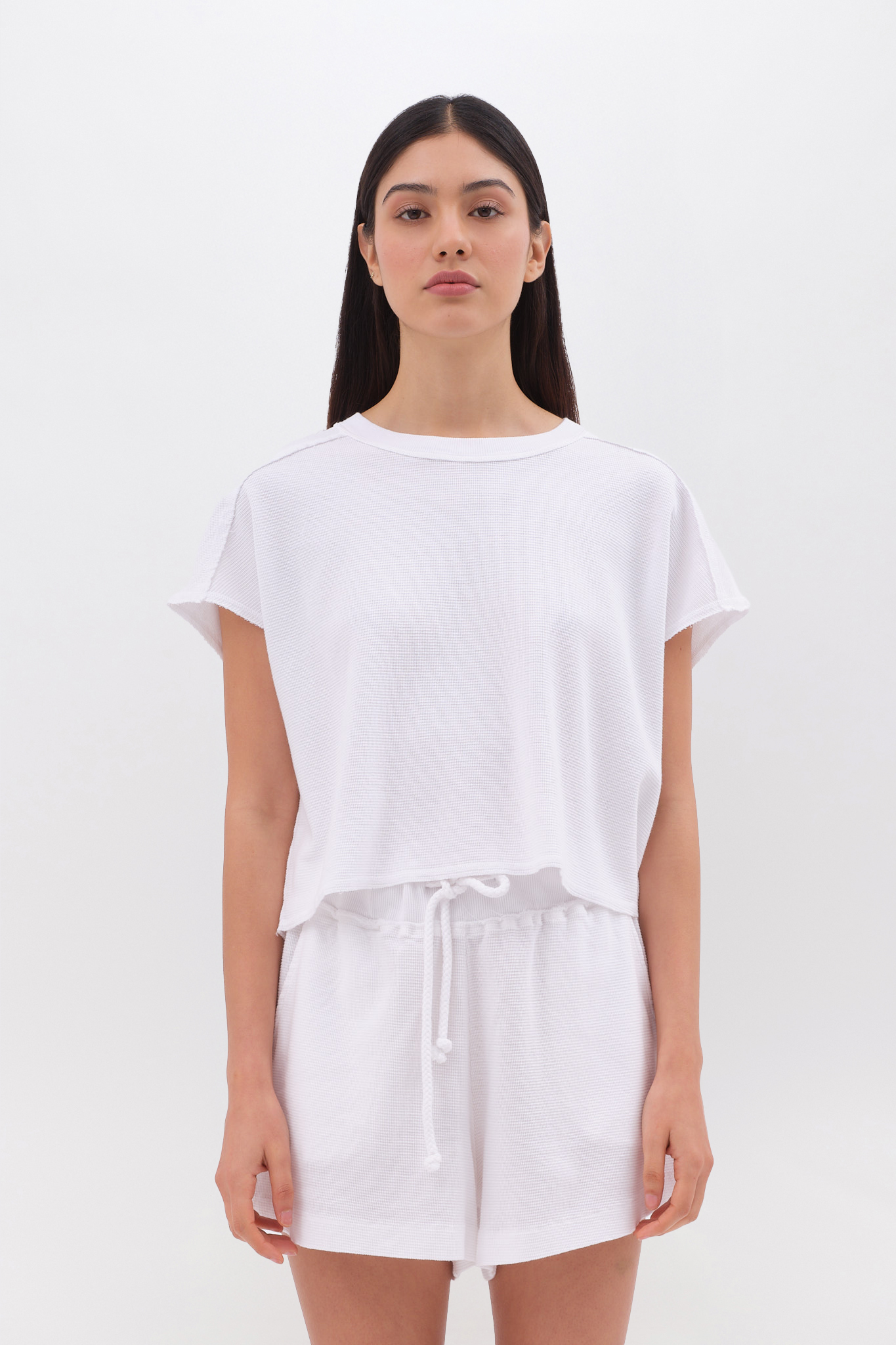 WAFFLE CROPPED T-SHIRT