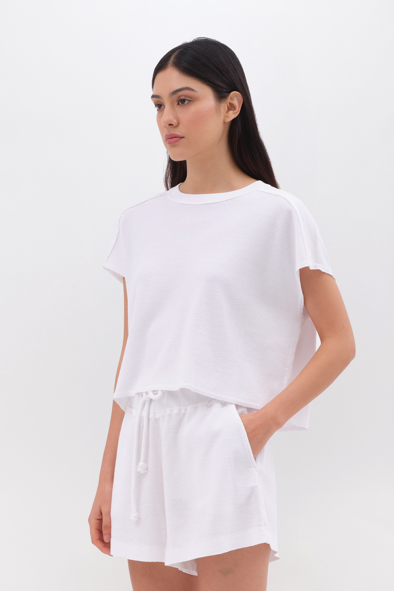 WAFFLE CROPPED T-SHIRT