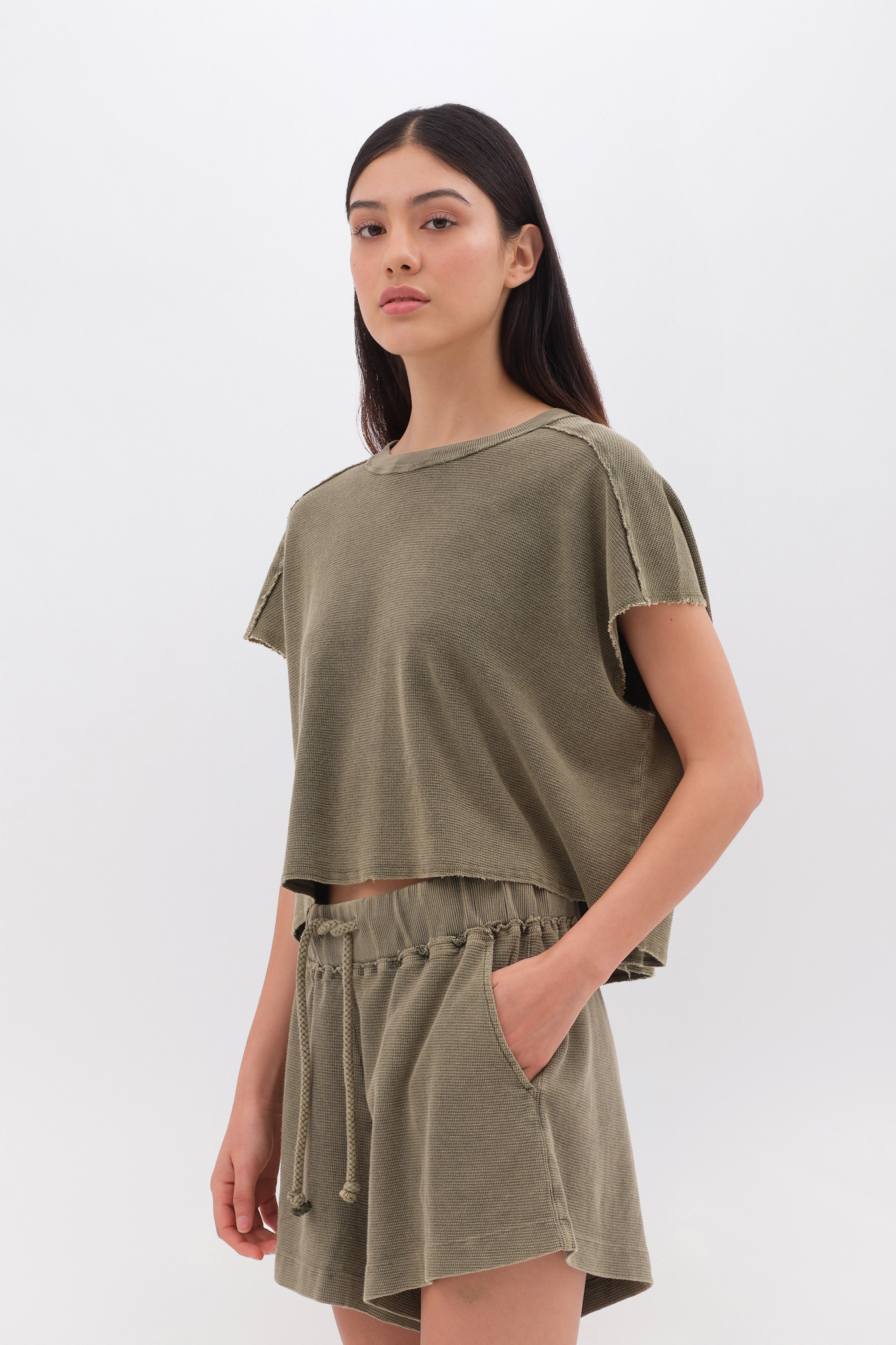 WAFFLE CROPPED T-SHIRT