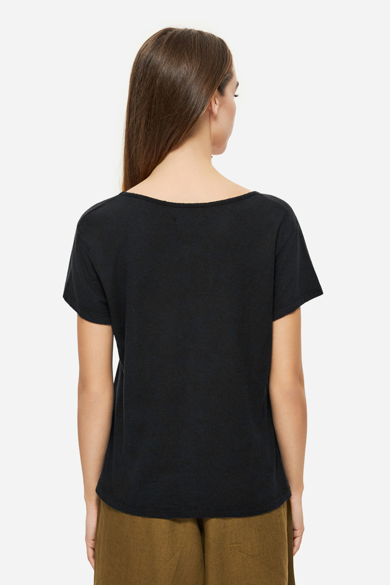 V-NECK LINEN BLEND T-SHIRT