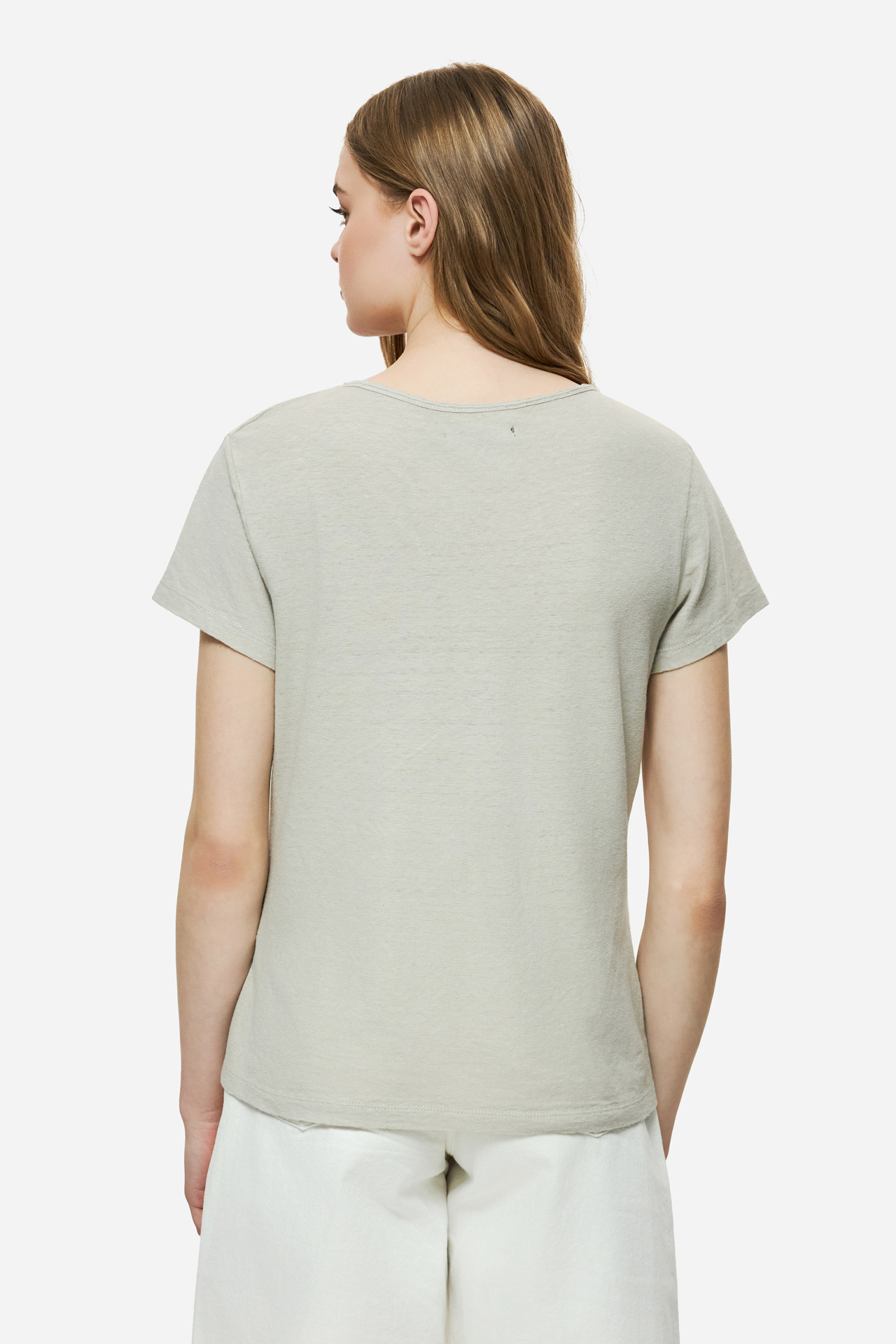 V-NECK LINEN BLEND T-SHIRT